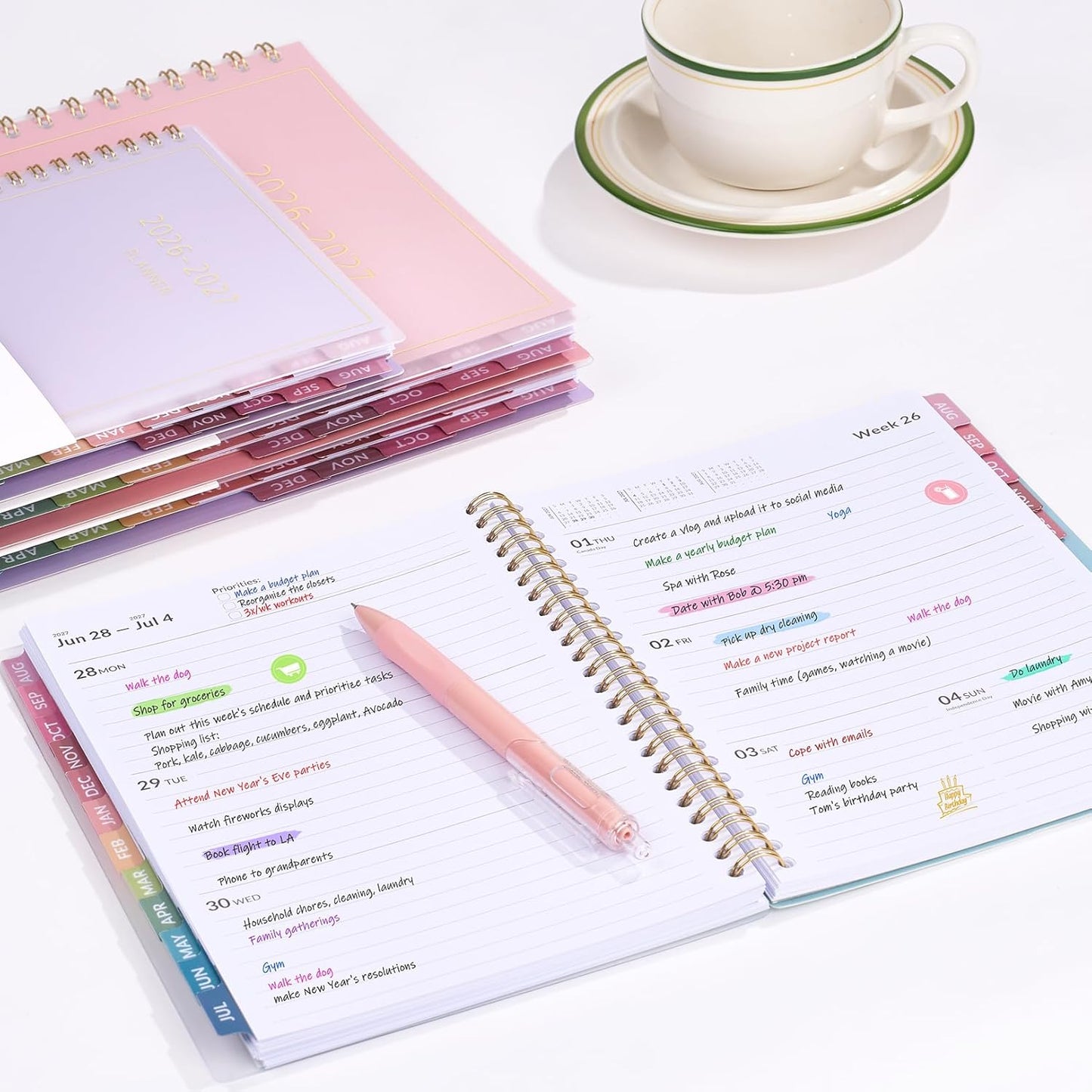Aug 2026 - Dec 2027 Planner, Forvencer 17 Month Academic Planner 2026-2027, 6.3" x 8.4", Calendar Planner Weekly and Monthly, Daily Agenda Book, College School Supplie for Student Teacher, A5, Purple