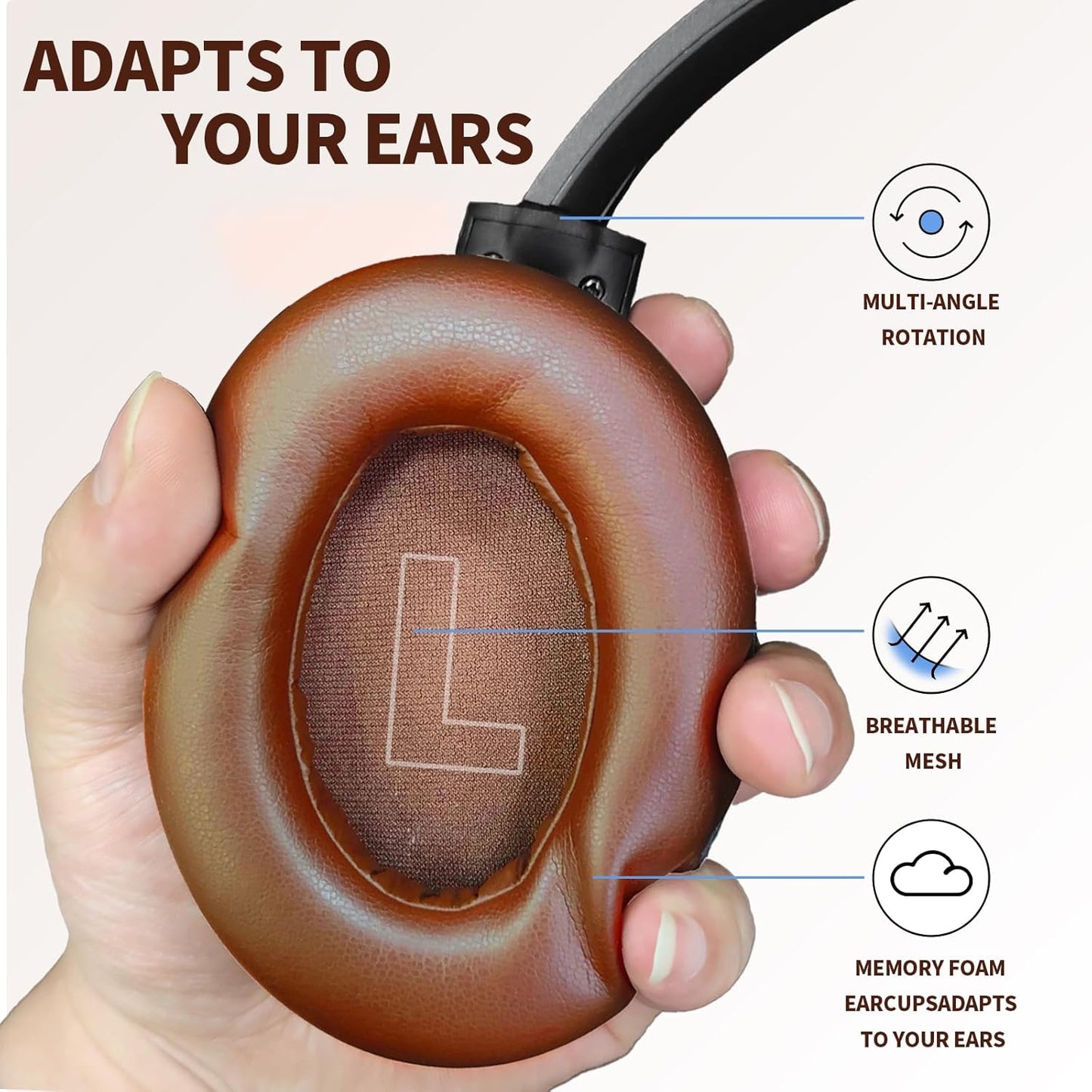 Hybrid ANC Multipoint Over Ear Headphones, Bluetooth Headphones Over The Ear Noise Canceling, Hi-Res Audio Custom with 4 EQ Deep Bass, Memory Foam Ear Cups, Quick Charge 60H HiFi Playtime
