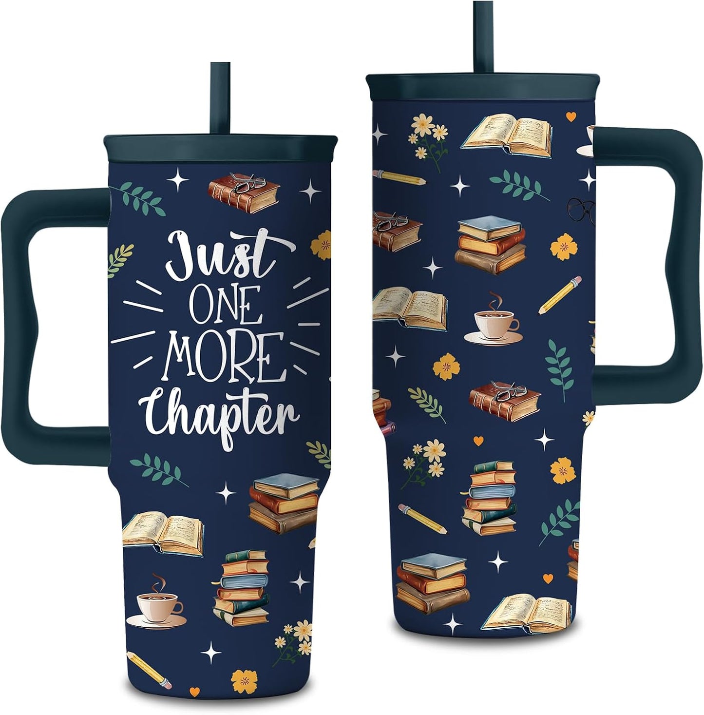 Stainless Steel Water Bottle for Women, Book Themed 24oz Stainless Steel Tumbler with Handle and Straw,Gifts for Family, Friends, Colleague