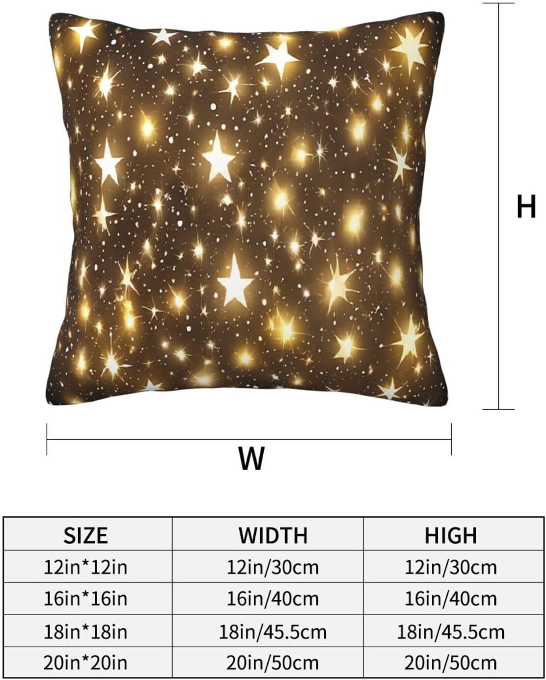 All-Season Square Pillow Covers 18"X18", Gold Bling, Decorative Throw Pillow Covers for Sofa Bed Couch, Hidden Zipper Cushion Cover, Square Lumbar & Accent Pillowcases for Home Decor