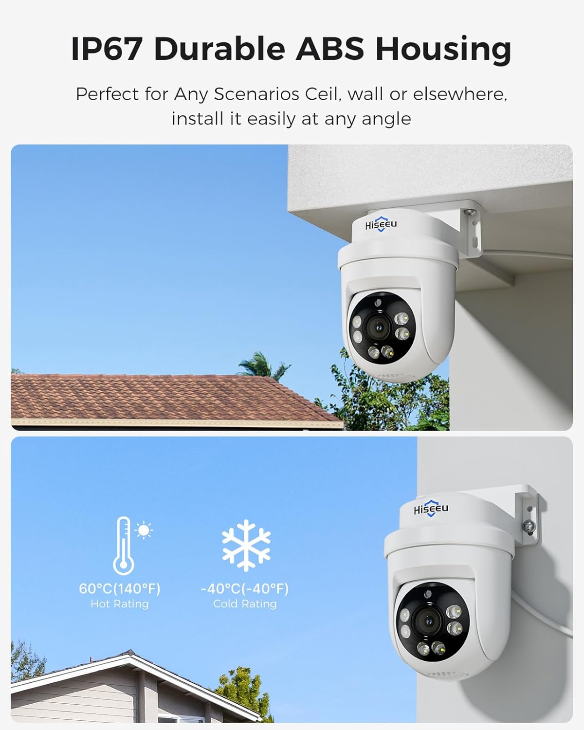 Hiseeu PTZ 5MP Dome HD-TVI Home Security Cameras with 355° pan,90° tilt,100ft IR Night Vision,IP67 Weatherproof Wired Security Camera for 360°Coverage Indoor Outdoor Surveillance Cameras 2PCS