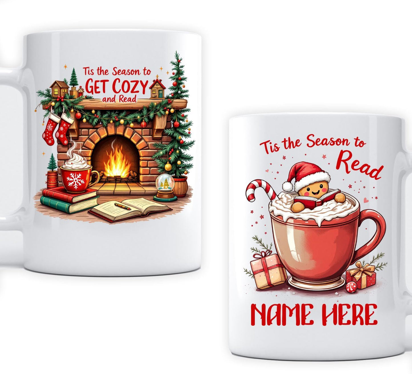 Personalized Reading Lover Ceramic Mug 15oz Cozy Bookish Gift for Merry Christmas Bookclub