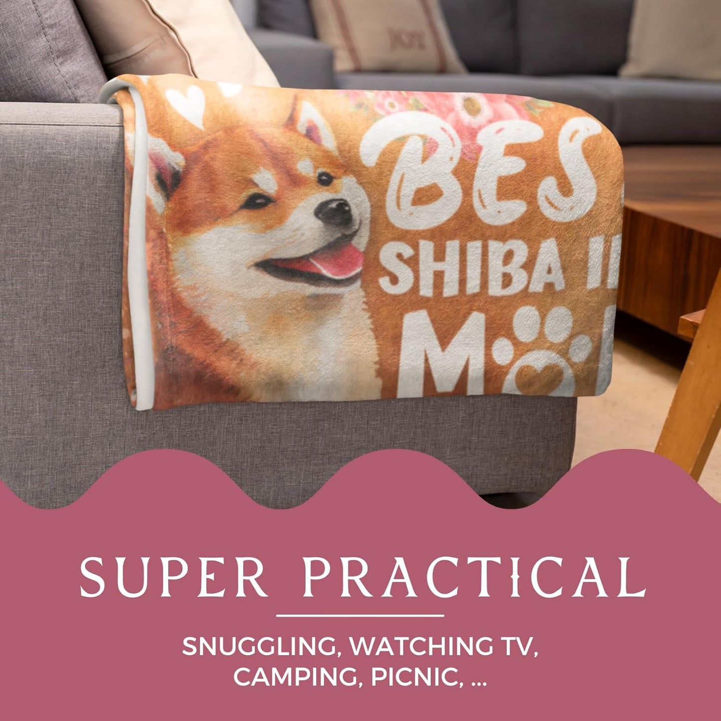 Shiba Inu Gifts for Women - Unique Shiba Inu Flannel Throw Blanket, 50 x 65 inch, Skin Friendly, Novelty Gift