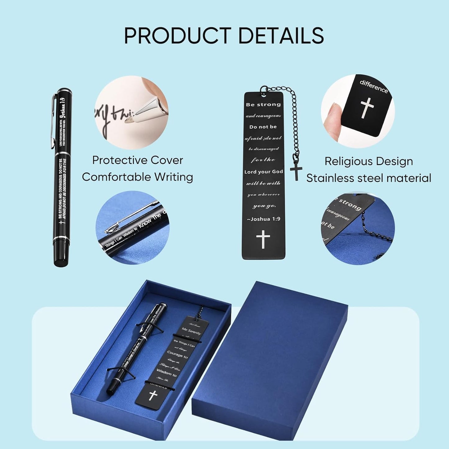 Bookmarks Christian Religious Gifts for Men Women Metal Bible Bookmark with Pens Ballpoint Cross Bible Christian Bookmarks for Women Men Book Lovers Graduation