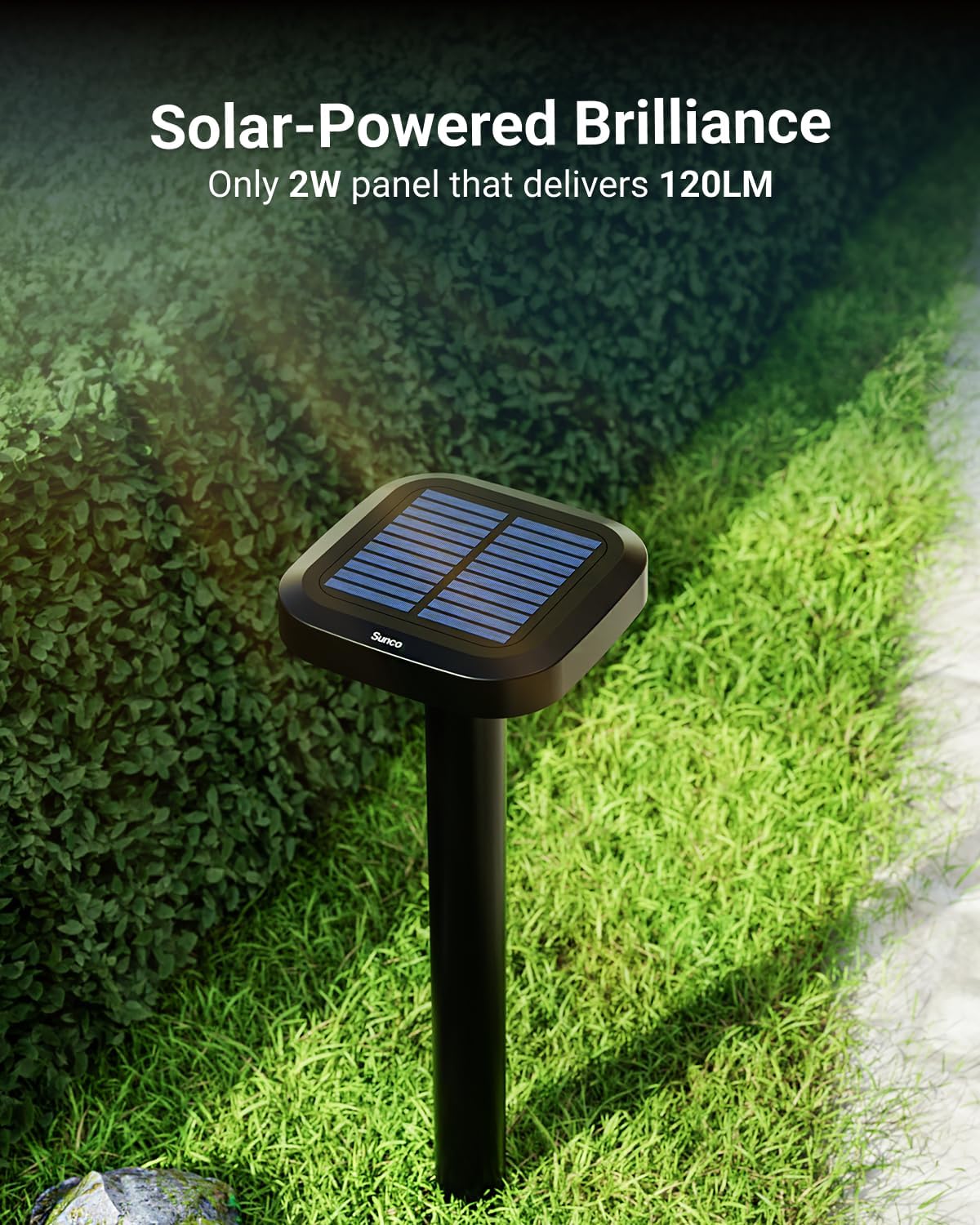 Sunco 6 Pack 2W LED Square Solar Pathway Walkway Driveway Backyard Patio Garden Outdoor Residential Super Bright Light, 120 Lumens, 2CCT 2700K Soft White/4000K Cool White, Dimmable, 3.7V