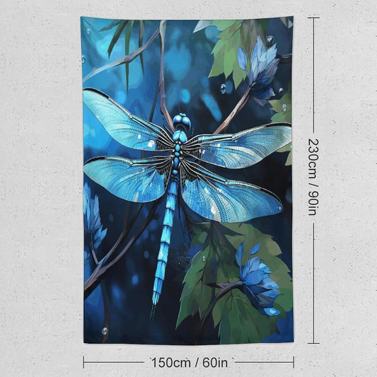 FodPand Art Blue Dragonfly Tapestry Anti-fading Wall Tapestry with Installation Kit Backdrop Banner Multipurpose Aesthetic Tapestries Boho Wall Art Hanging Decorative Blanket 60"x90"