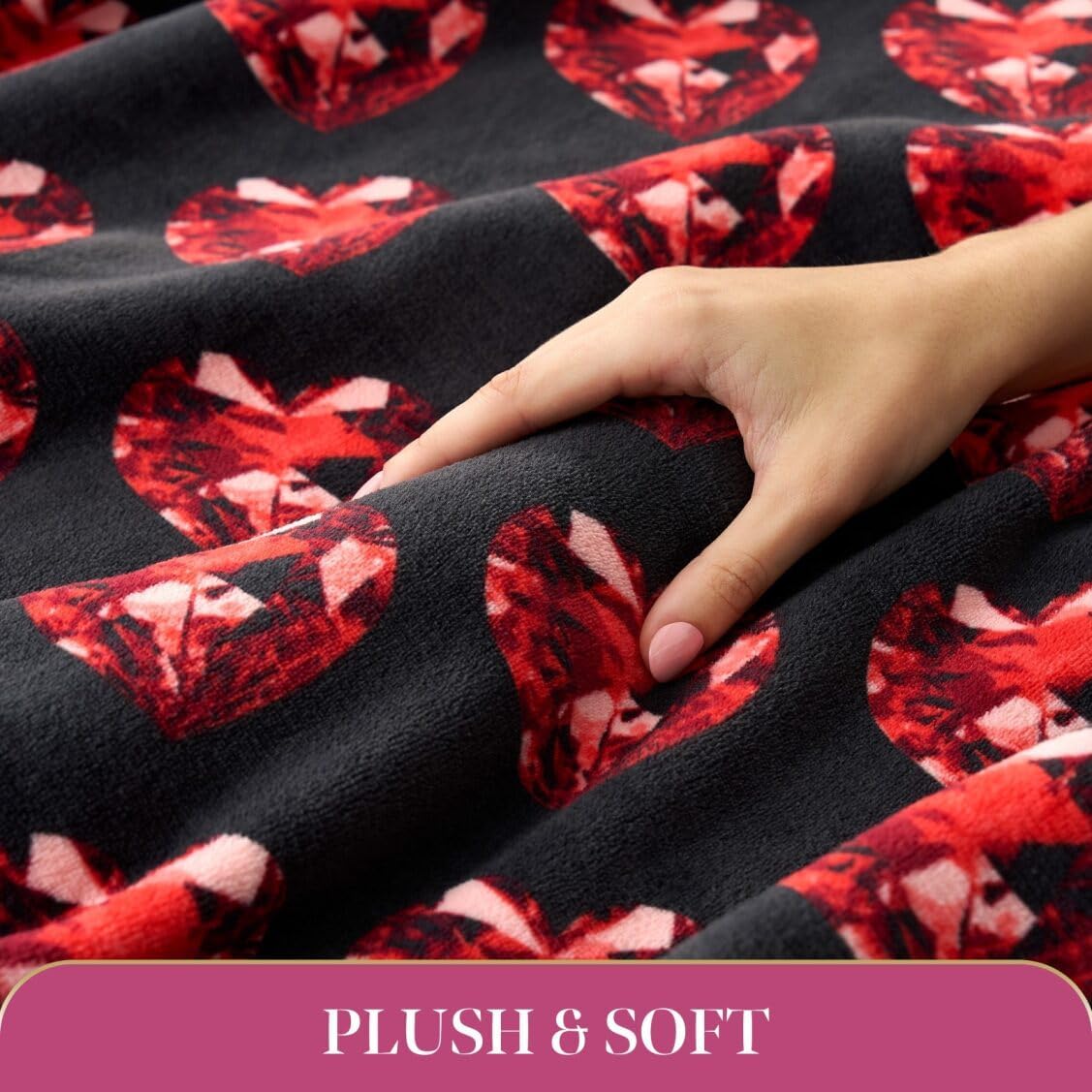 Paris Hilton Plush Throw Blanket for Couch Room Decor - Home Decor Cozy Cute Warm Blankets for Bed Home Sofa Living Room Decor - Gifts for Teen Girls & Women, 50x70 (Black/Red)