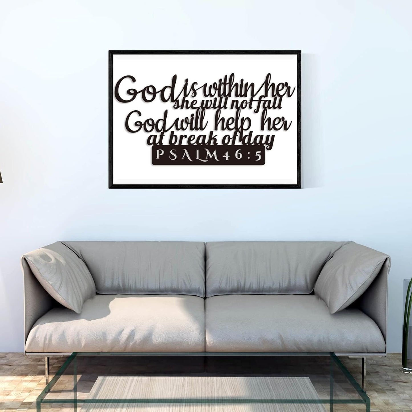 Psalm 46:5 Inspirational Scripture Metal Wall Sign - 16.5"X8.3" Inch Steel Bible Verse Wall Art Hangings and Holy Biblical Decor (Black)