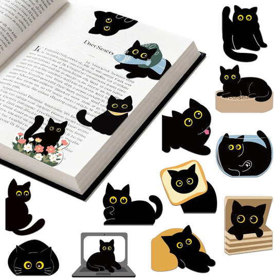 30Pack Cute Black Cat Bookmark Magnetic Bookmarks for Reading Women Men Kids Teacher Book Lovers Gifts, Unique Personalized Bookmarks Bulk Magnet Bookmark Clips Pretty Funny Novelty Page Book Markers