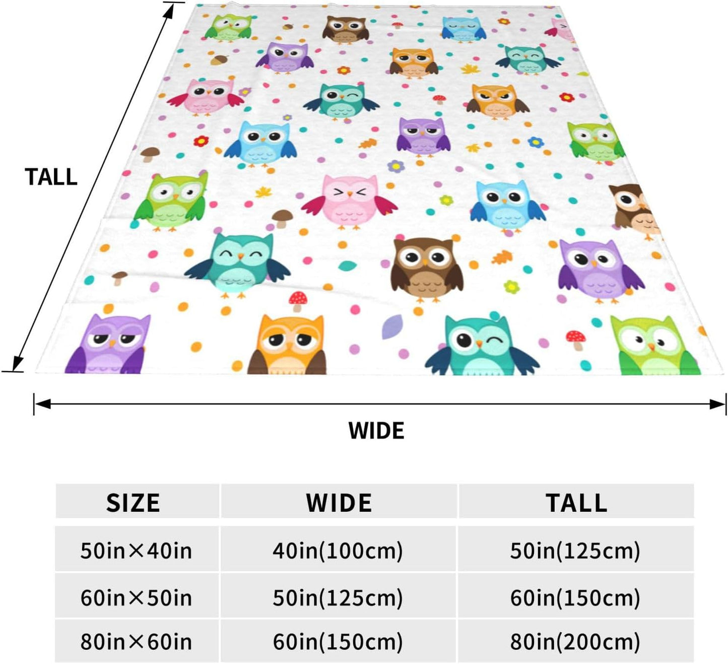 Owl Throw Blanket Gift, Soft Warm Fuzzy Plush Blanket, Smooth Cozy Flannel Blanket for Bed/Couch/Camping (80"x60")