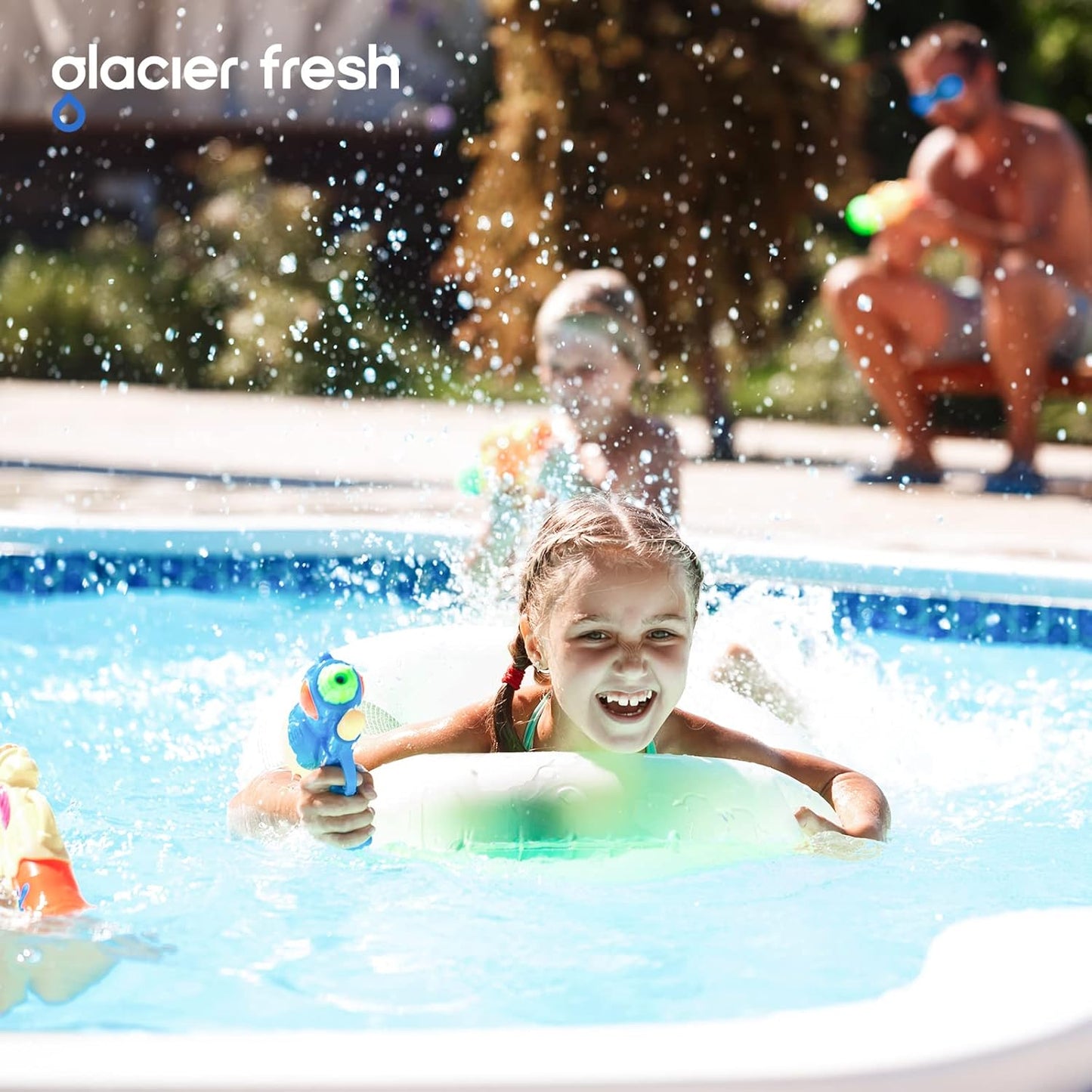 GLACIER FRESH Garden Hose End Pre-Filter for Swimming Pool, Hot Tubs, Spa, Inflatable Pool, Ponds, Greatly Reduces Bad Taste, Odors, Chlorin and Sediment, up to 8,000 Gallons, 1 Pack