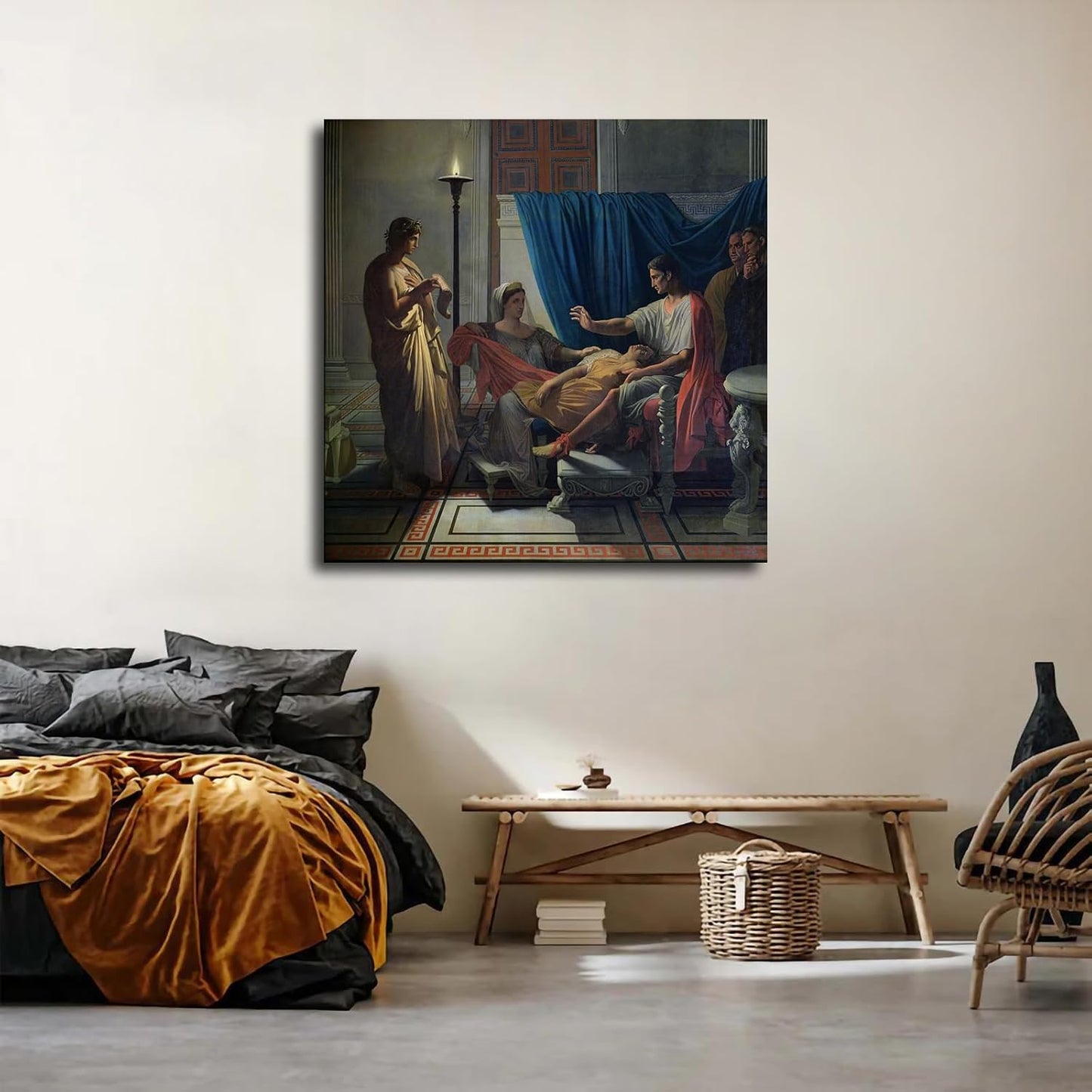Virgil Reading The Aeneid Before Augustus Poster Canvas Print Art Decoration Wall Art Painting Print Modern Aesthetic Suitable for Living Room, Bedroom Decoration, Framed or Unframed (28×28inch Unframed)