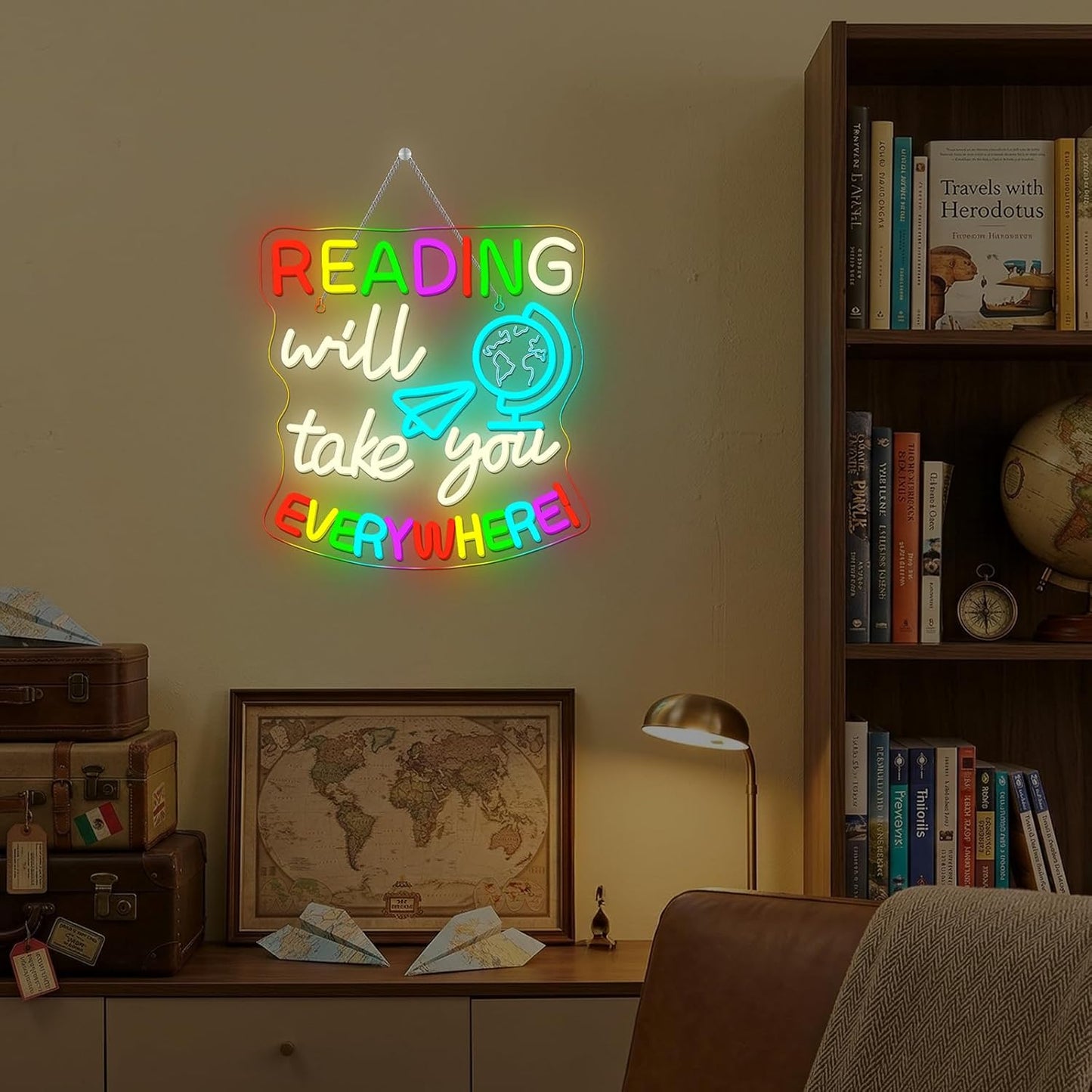 Study Neon Signs Reading Will Take You Everywhere Neon Sign Classroom Wall Decor Light Up Reading Corner Bedroom LED Learn Lights for Teens Room Books Lover Gifts for Teachers