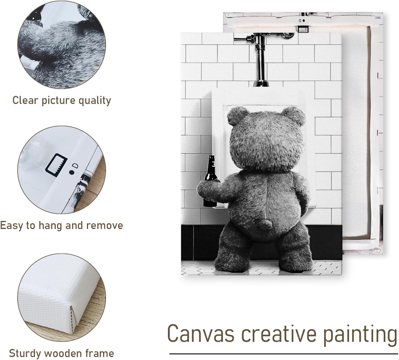 DIHSIEG Inspirational Canvas Wall Art funny bathroom wall art Print Poster, Frameless Canvas Decor,With hook, can be placed on the table,Motivational Prints,Dark 12x16 Inch
