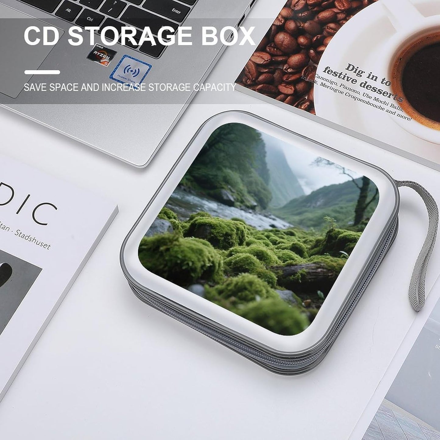 Densely Growing Plants CD Case Portable Zipper CD Case 40 Capacity Hard Plastic DVD Cases Holder Large Storage Disc Wallet Bag for Car Home Travel DVD Collection Bag