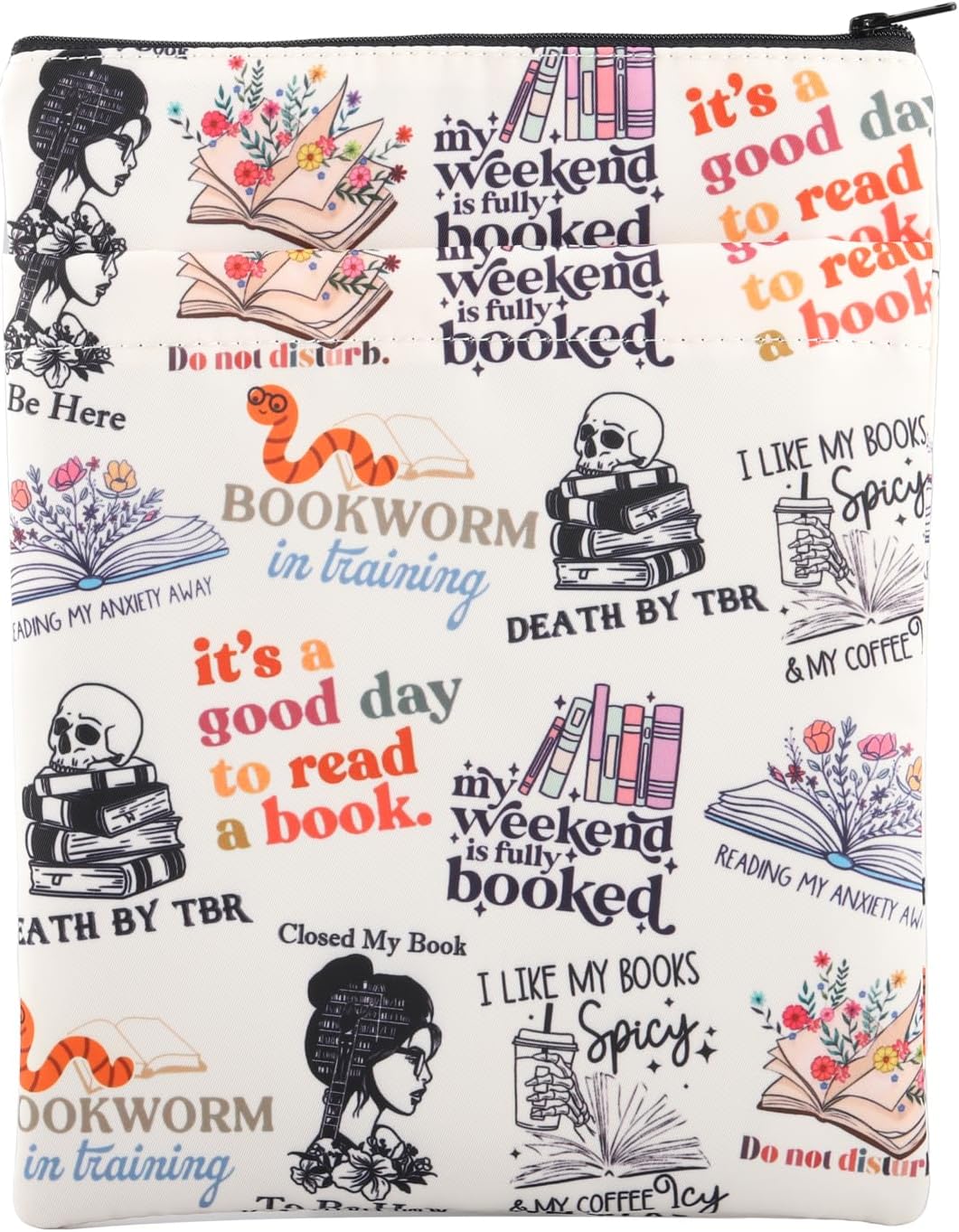 Book Reading Book Cover Book Lovers Book Sleeve Literature Gift Book Club Gift Bookworm Gift TBR Gift Librarian Gift Zipper Pouch (ReadingBookwormBS)