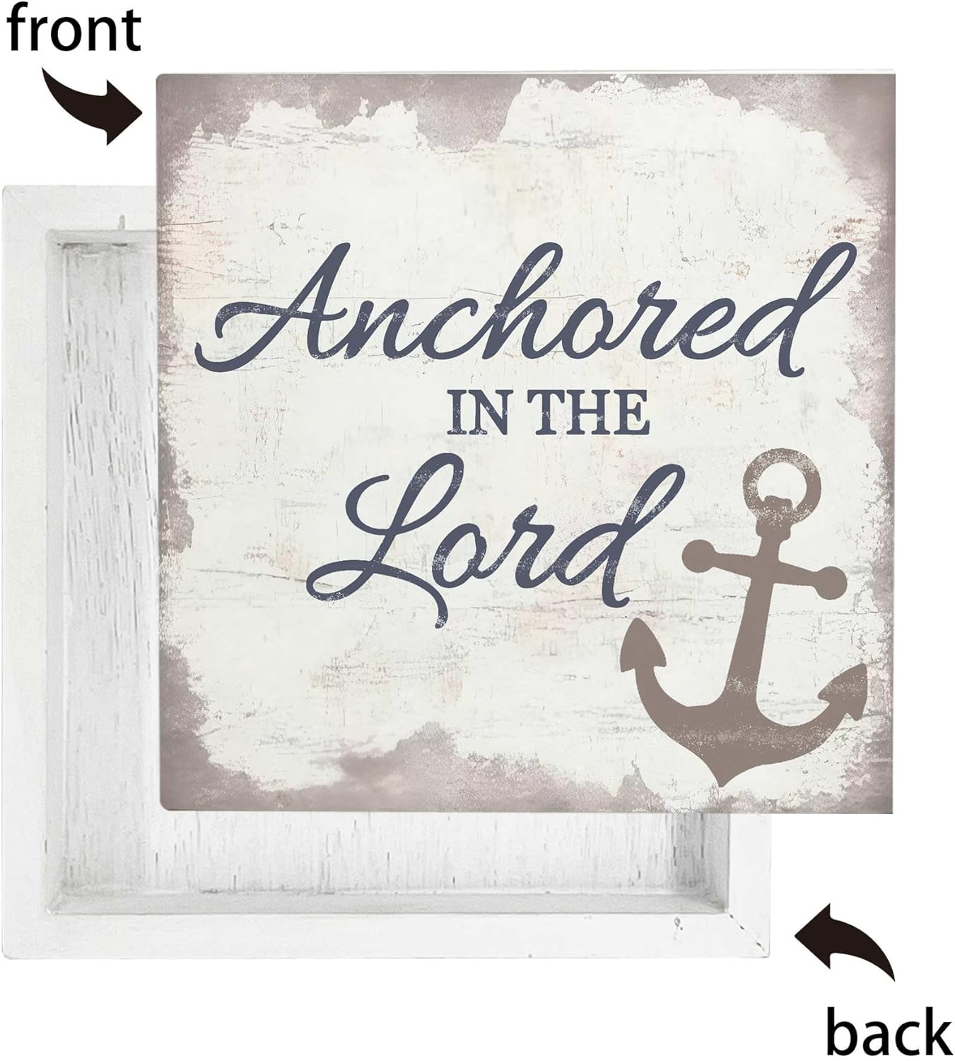 Nautical Wooden Sign 5x5 - Nautical Decor, Anchor Wood Sign for Home Bathroom Nursery, Anchored in the Lord