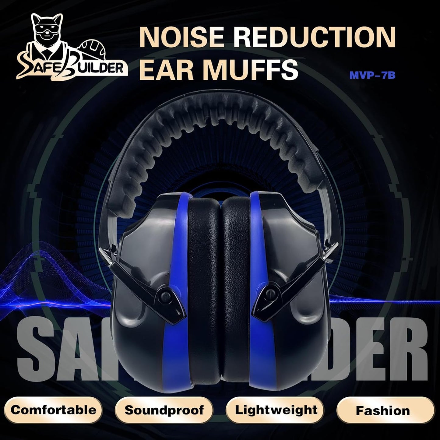 Ear Muffs Noise Reduction SNR 33dB Adjustable Lightweight Safety Earmuffs Sound Proof Noise Cancelling ANSI