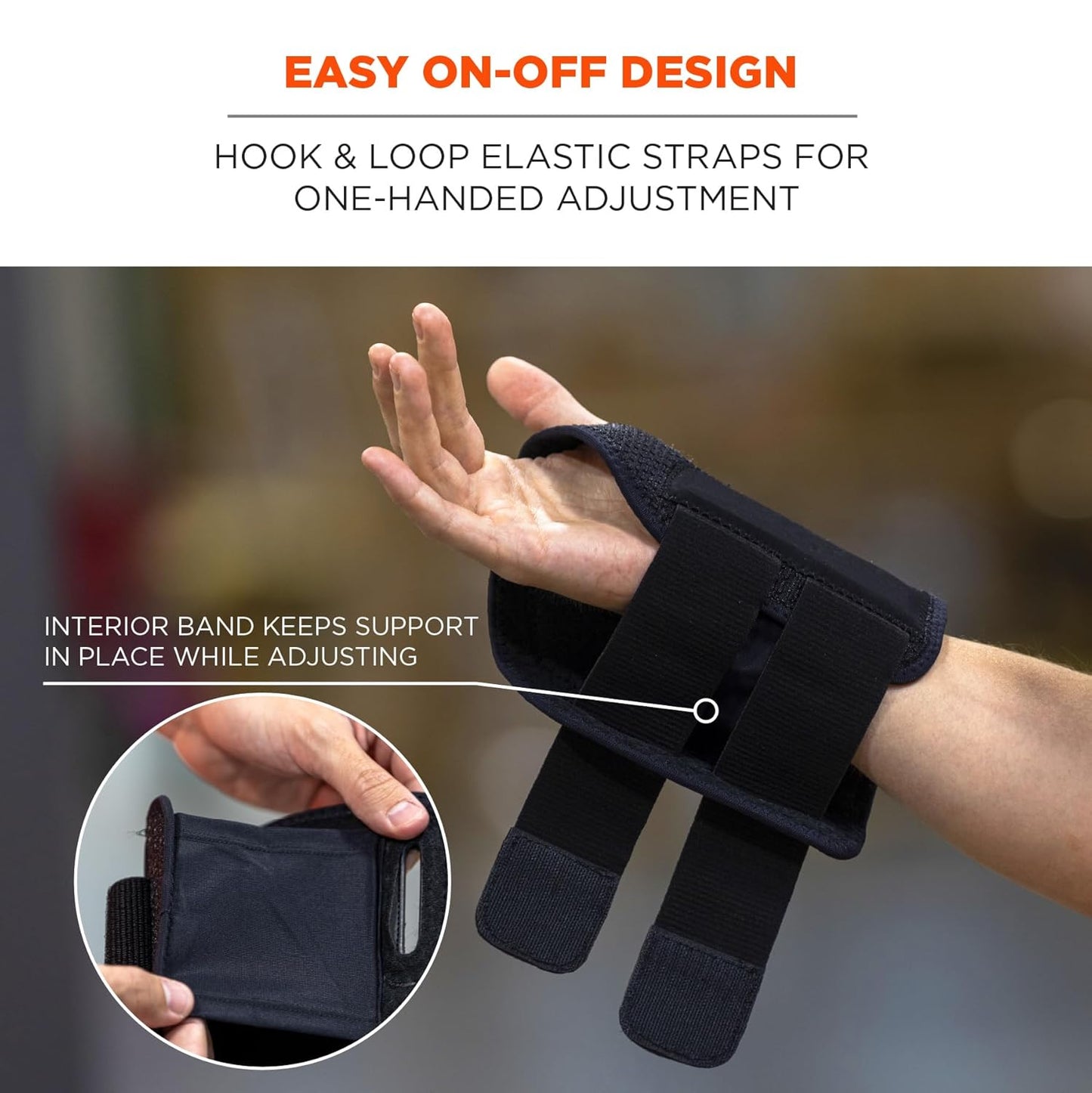 Ergodyne ProFlex 4015 Wrist Brace, Splint Open Stay for Structured Wrist Support, Adjustable Double Strap