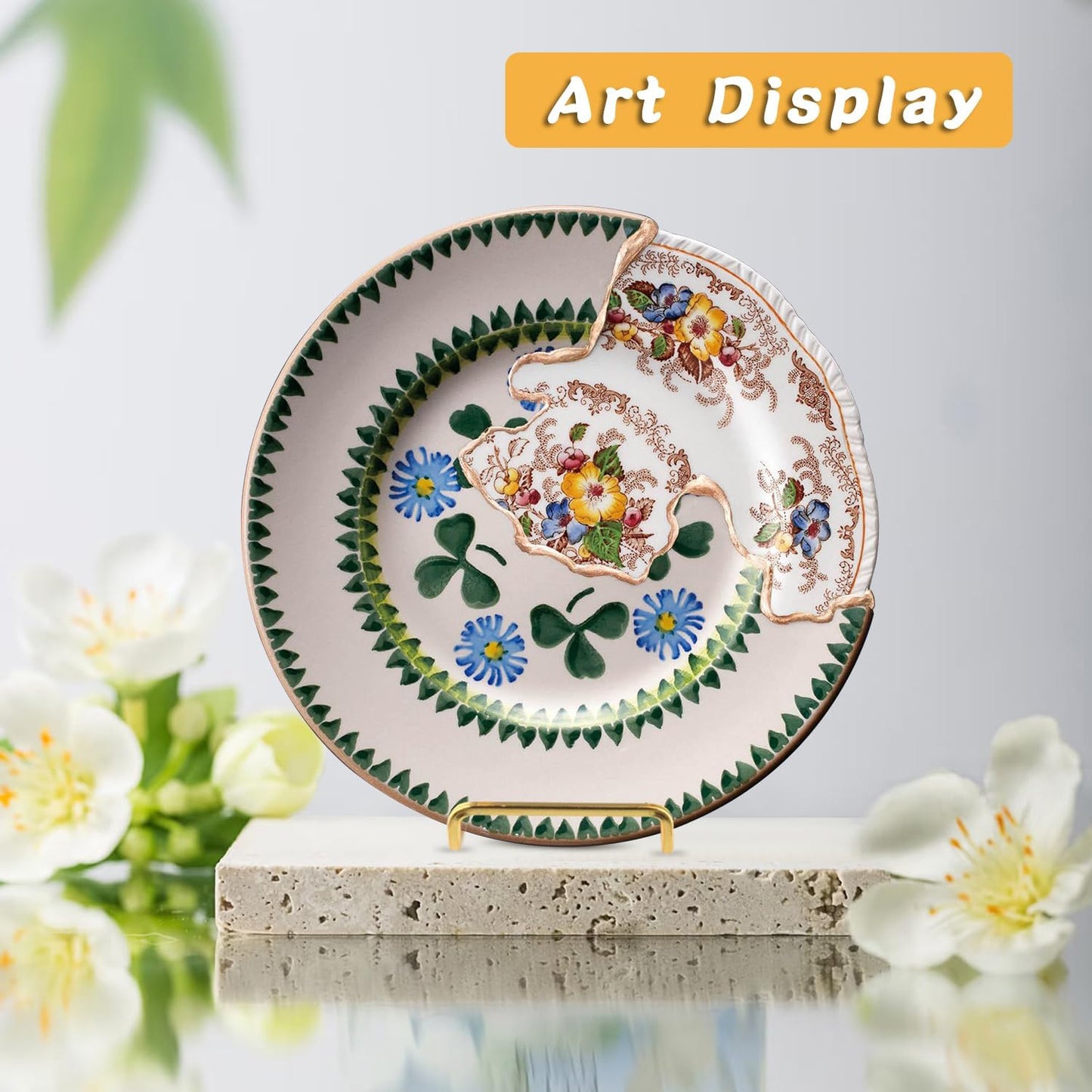4 Pcs 6 inch Picture Stands Metal Plate Holder Frame Display Stand Photo for Picture Decorative Plate Book Art Decor - Gold