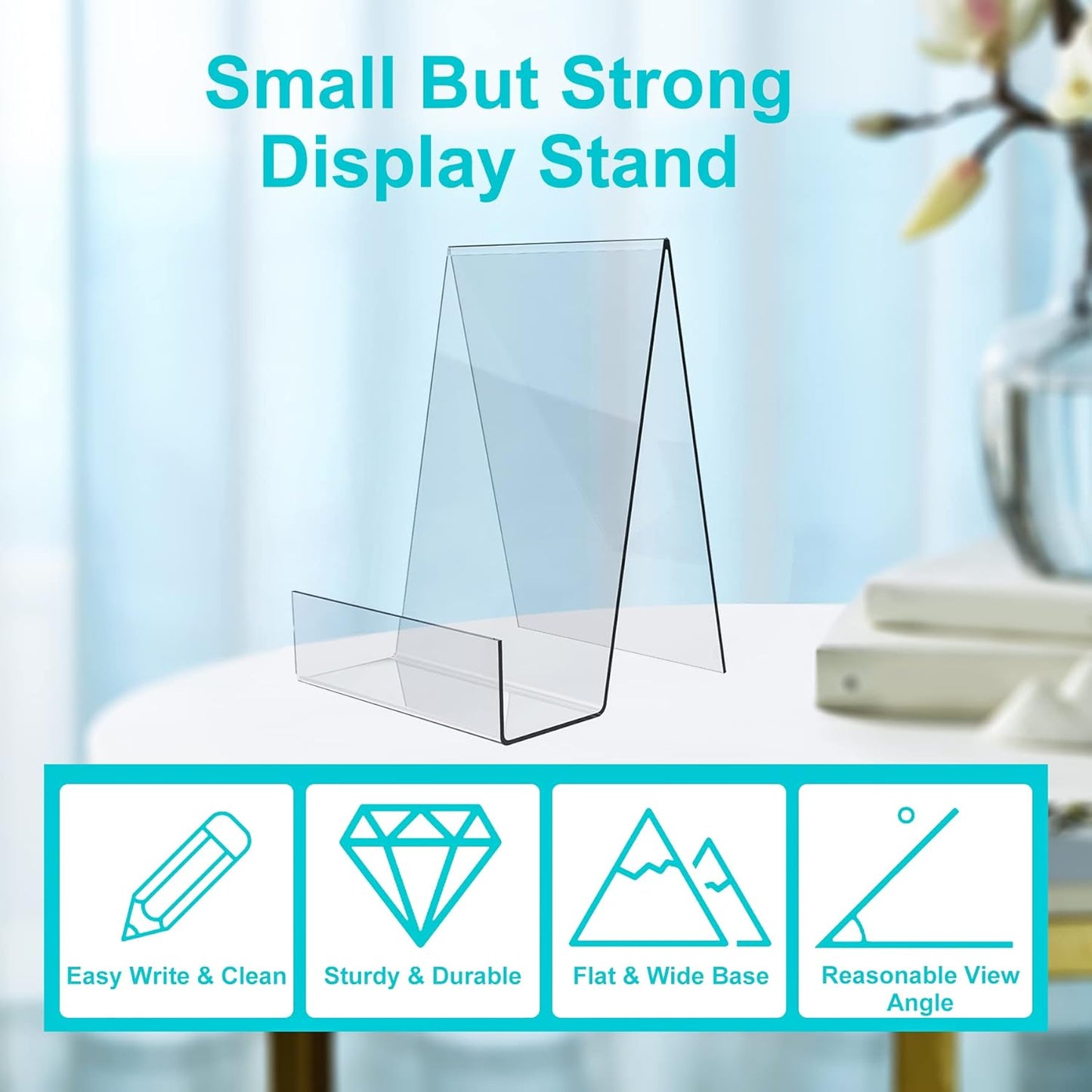 Boloyo Acrylic Book Stand with Ledge,6PC 6 Inch Clear Acrylic Display Easel Transparent Display Stand Holder Tablet Holder for Displaying Books,Magazine,Plate,Pictures,Artworks, CDs