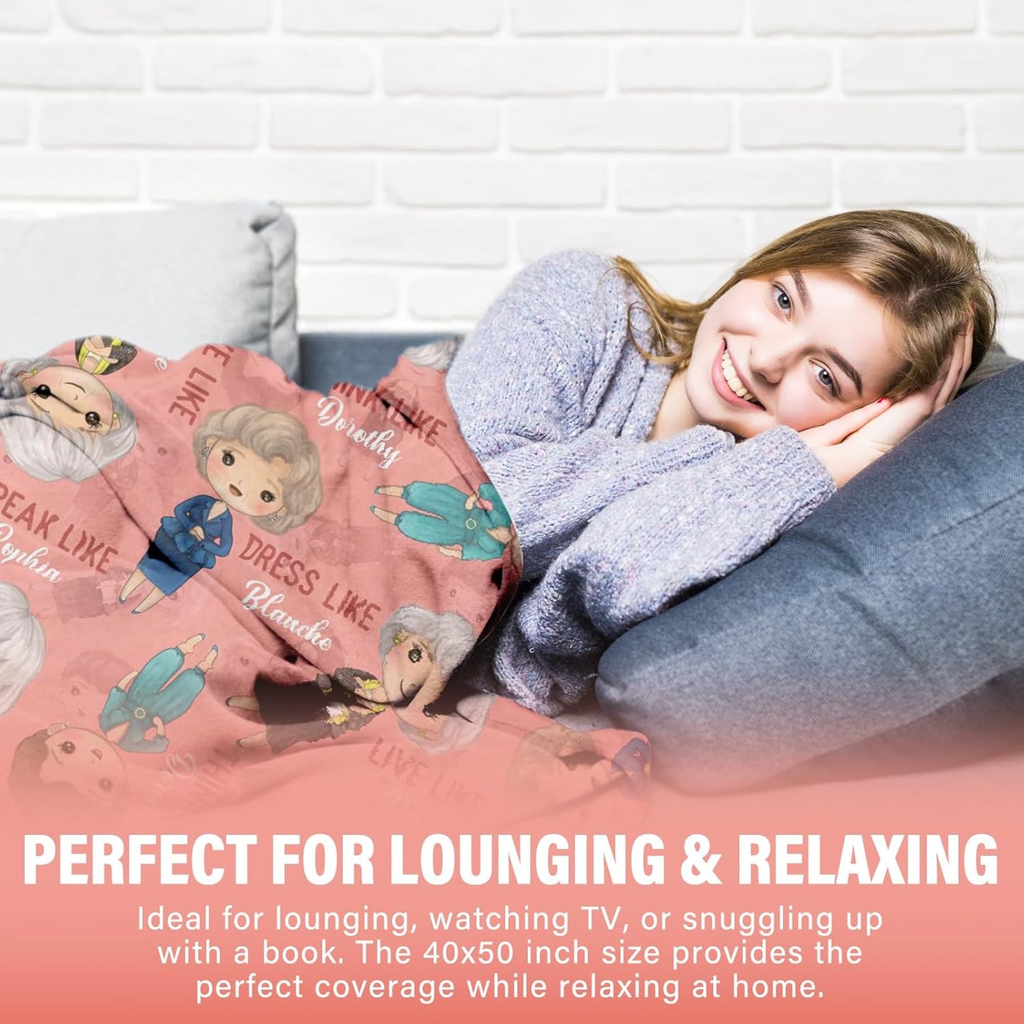 Gift for Women,Cute Inspirational Blanket 50x60 Inch,Encouragement Throw for Women, Soft Cozy Blanket with Positive Life Messages,Gifts for Bestie, Friends,Pink