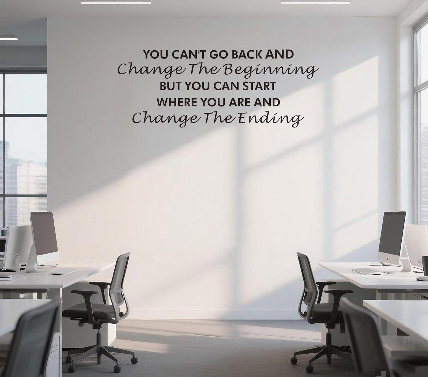 Inspirational Quotes Wall Decals,You Can't Go Back and Change The Beginning Motivational Saying Wall Stickers for Classroom Kid's Room Office, Ability Attitude Positive Vinyl Removeble Wall Art