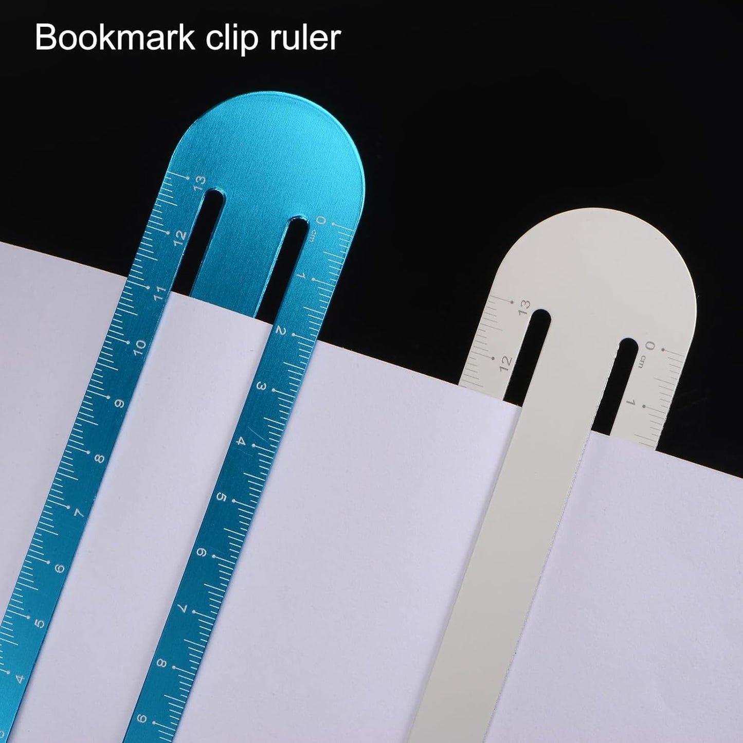 HARFINGTON 2pcs Straight Ruler 13cm Metric Bookmark Clip Ruler Metal Aluminum Alloy Scale on Both Sides Measuring Scale Tool for Measure Study Reading Classroom Office, Grey