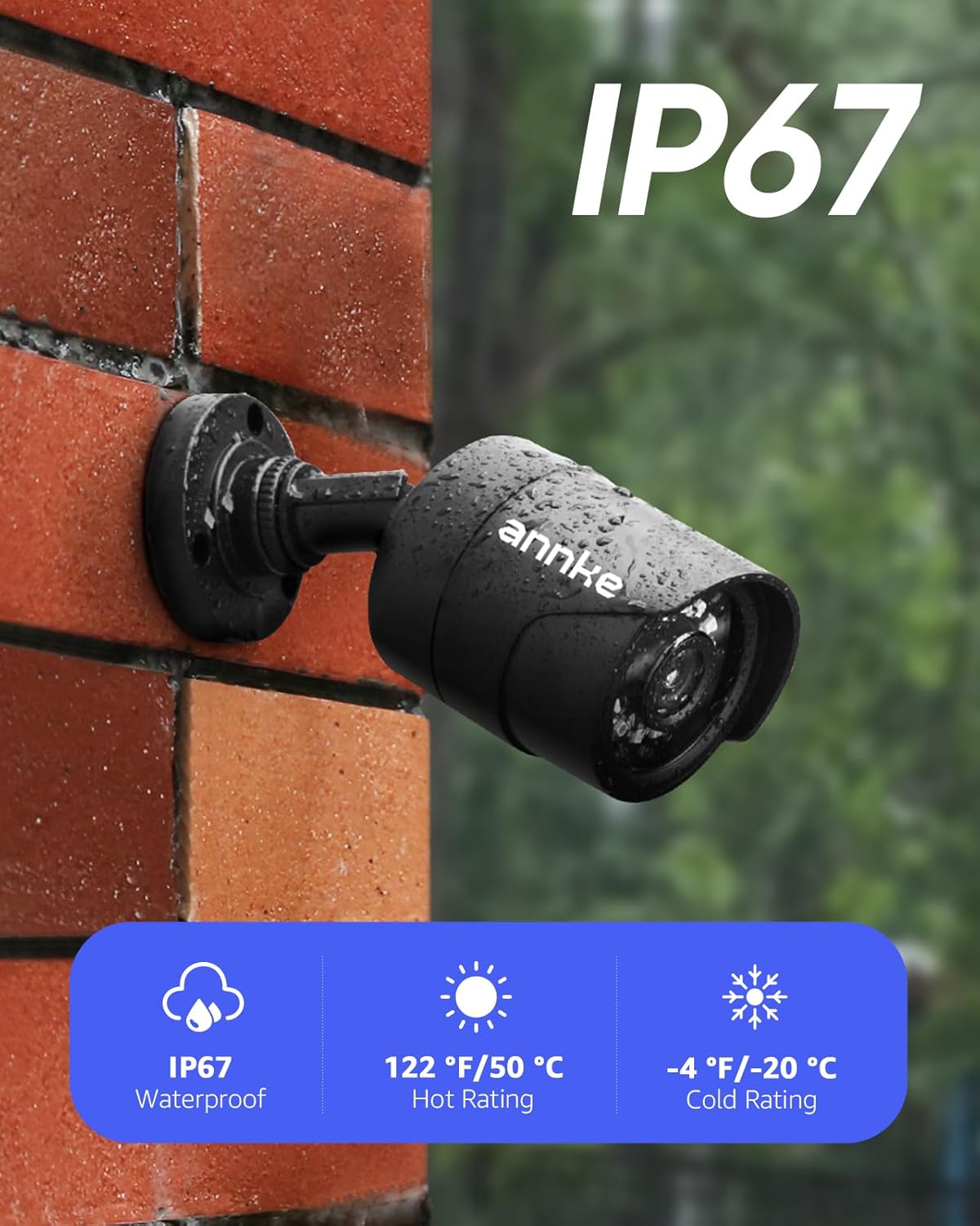 ANNKE 1080p Security Camera 4-in-1 CCTV Bullet Wired Cam, AHD/TVI/CVI/CVBS, Analog Surveillance Video Add-On Black Camera for Outdoor Use, 100ft Clear Night Vision (Power Adapter Not Included) - E200