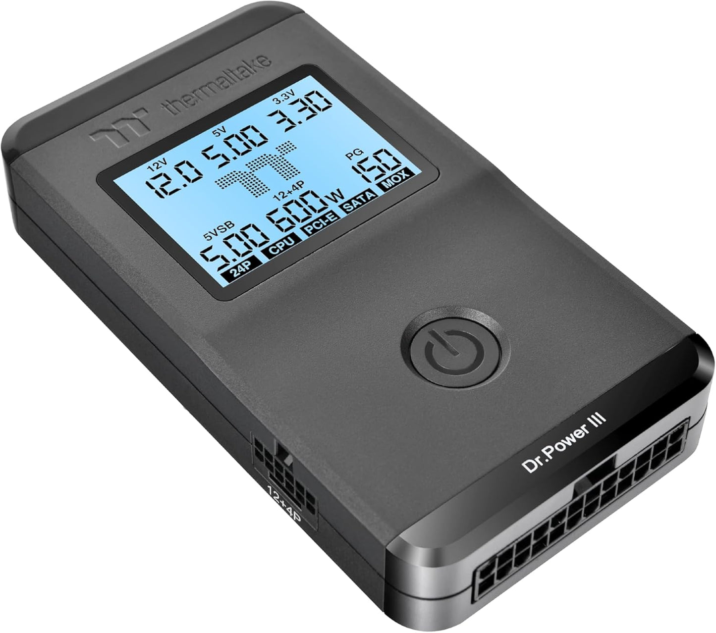 Thermaltake Dr. Power III ATX Power Supply Tester/Support up to ATX12V v3.1 with PCIe 12+4pin Connector/Voltage Output for +12V, +5V, +3.3V, and +5Vsb, AC-069-OO1NAN-A1