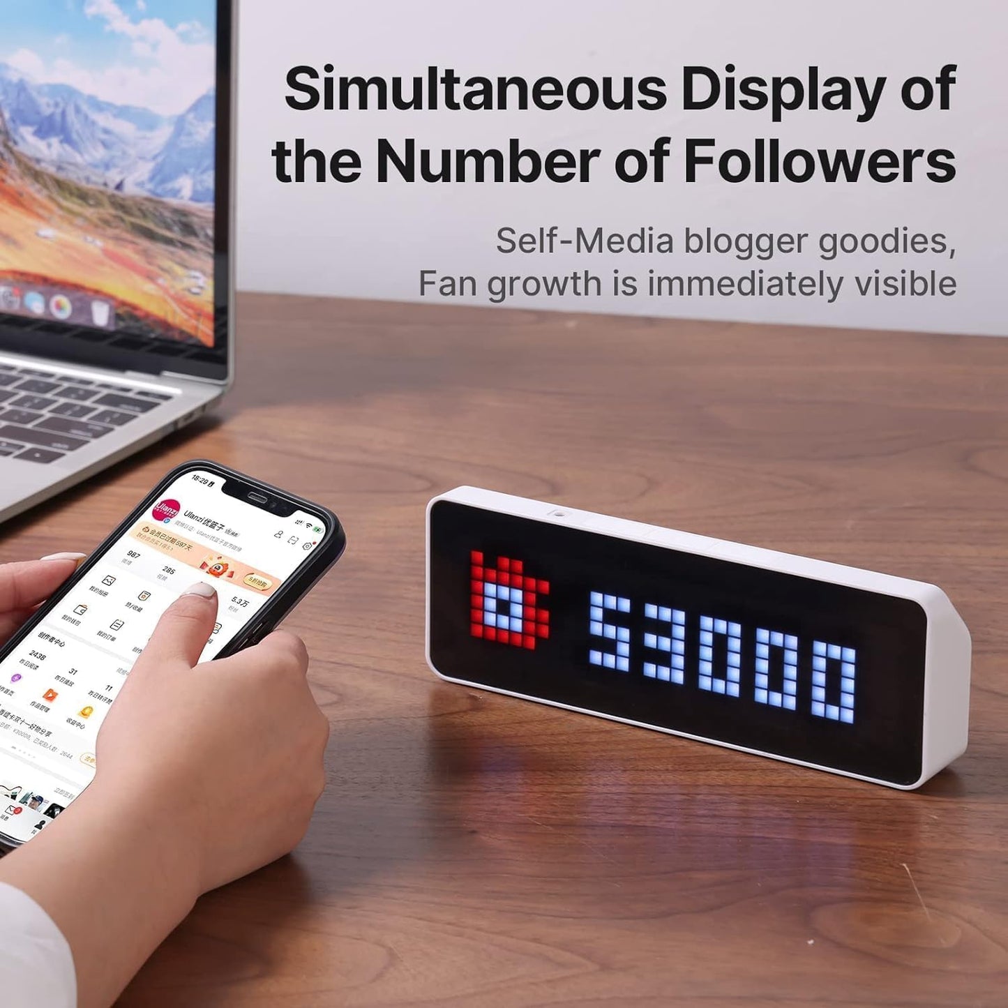 ULANZI TC001 Smart Pixel Clock, Gaming Setup Digital Alarm Clock with Weather - Awtrix Simulator - WiFi Connect, Social Media Counter, Retro Pixel Art Clock for Gaming Room,Bedside, Office Decor