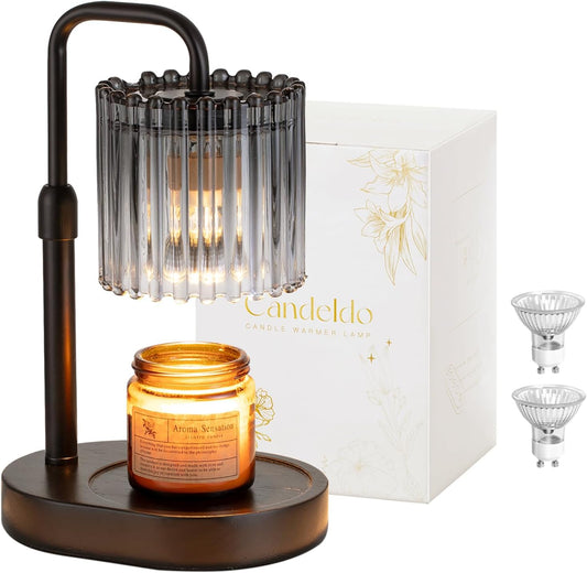 Candle Warmer Lamp with Timer: Black Candle Warming Lamp Height Adjustable Wax Melt Warmer Dimmable Modern Farmhouse New Home Bedroom Decor Mothers Day Housewarming Gift for Women