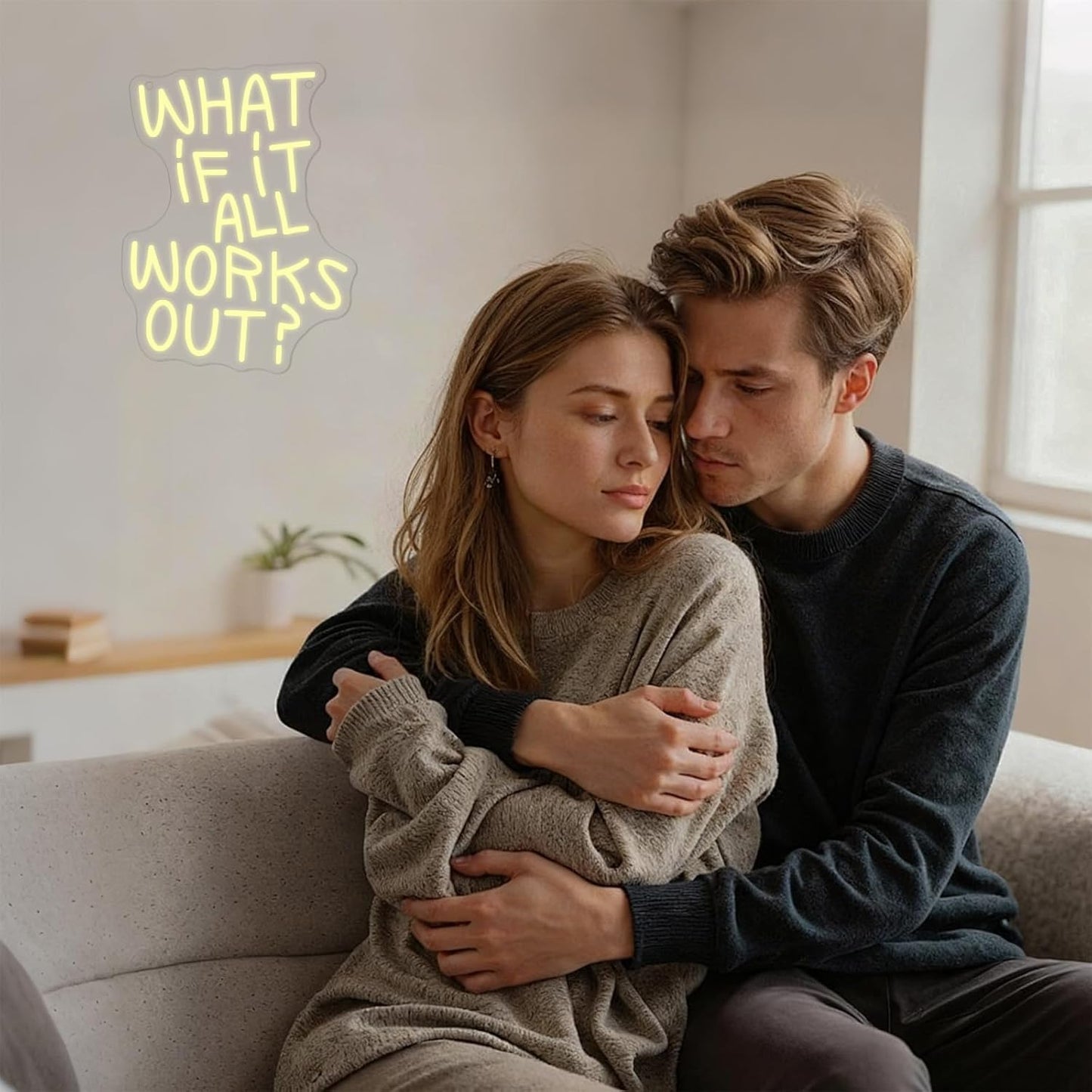 What If It All Works Out Neon Signs for Wall Decor,Dimmable LED Light Up Signs,Positive Affirming Quote Neon Light for Home Bedroom Dorm Wall Art
