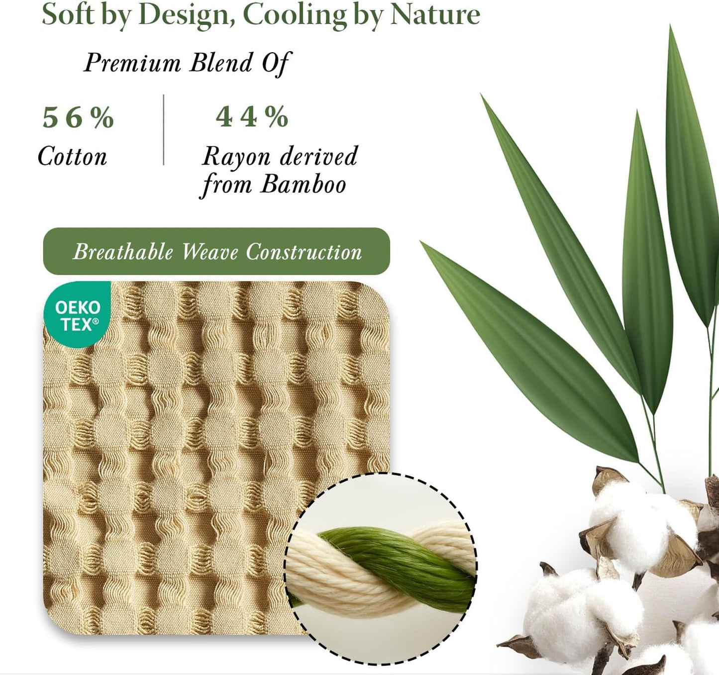 Threadmill Cooling Waffle Blanket King Size | Breathable, Lightweight and Cooling | Made from Rayon Derived from Bamboo | Waffle Throw Blanket for Couch and Sofa | 106 x 92 Inches | Beige