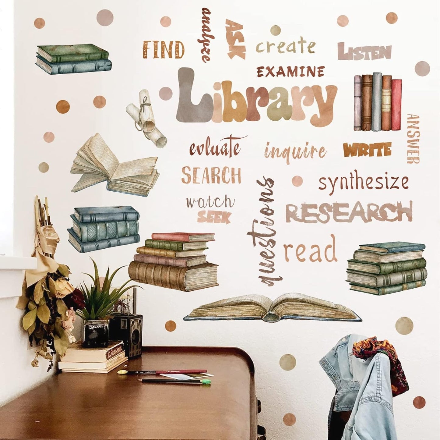 Library Quotes Wall Stickers Colorful Inspirational Wall Sticker Peel and Sticks Reading Books Wall Sticker for Reading Room Classroom School Positive Saying Wall Decals for Kids Bedroom Nursery Decor
