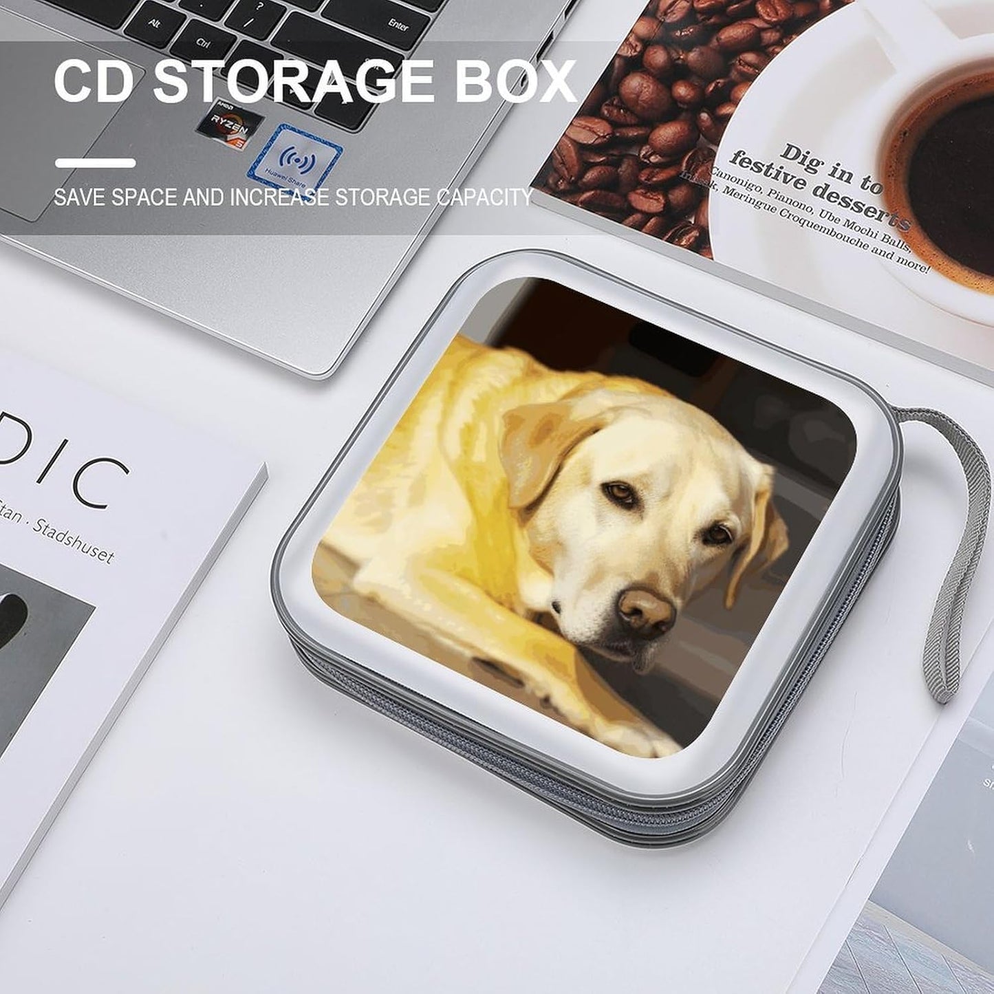 Yellow Dog CD Case 40 Capacity Case Zipper CD Collection Bag with Handles Cover DVD Storage Hard Plastic DVD Disc Cases Storage Binder for Car Home Office Travel