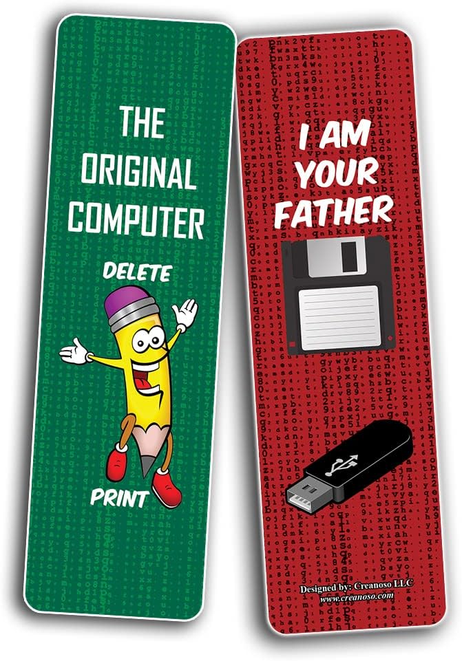 Creanoso Funny Computer Novelty Adult Humor Bookmarks (2-Sets X 6 Cards) – Daily Inspirational Card Set – Interesting Book Page Clippers – Great Gifts for Adults and Professionals