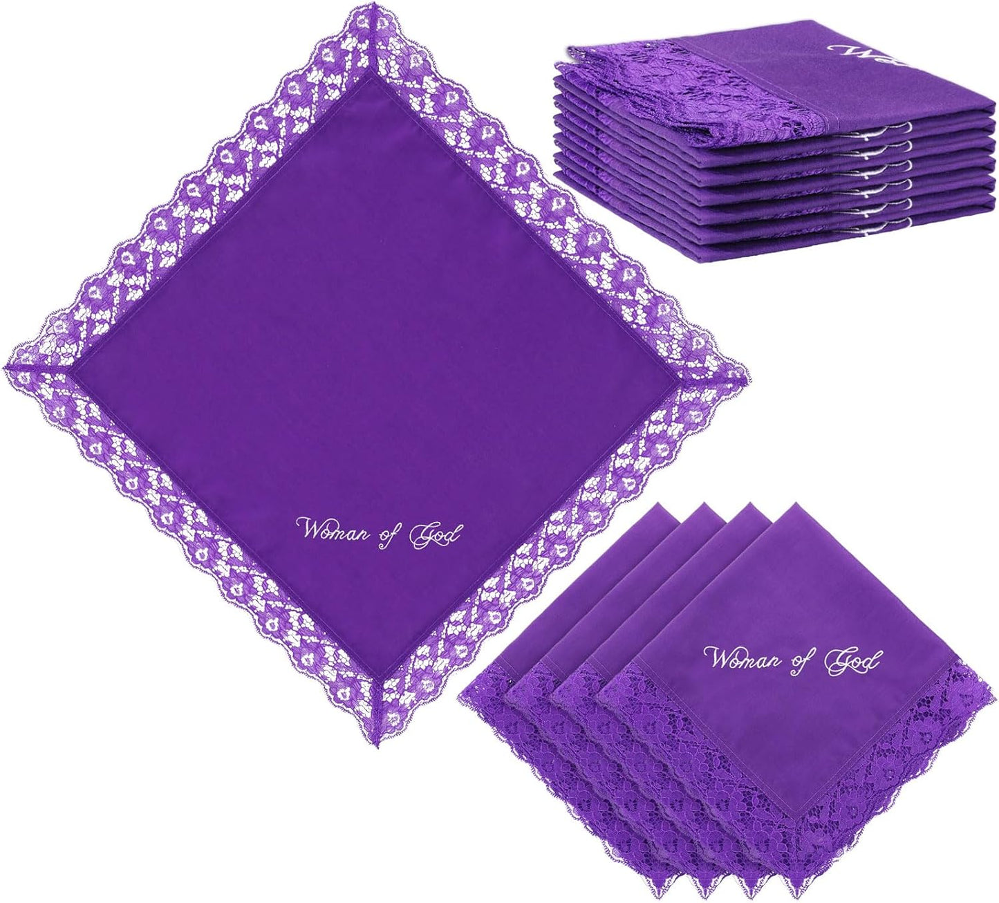 6 Pack 23'' Women Christian Gift Bulk Lap Scarf Ladies Handkerchiefs Church Religious Satin Handkerchief Gift for Mom