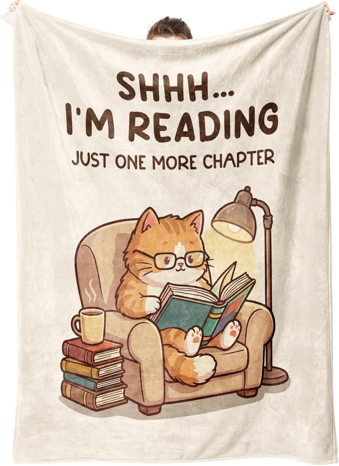 Funny Book Lovers Gifts for Women Men, Reading Blanket Gifts for Book Lovers, Reader Gift for Birthday, Reading Accessories, Bookish Bookworm Gift, Flannel Soft Throw Blanket 60"x50"