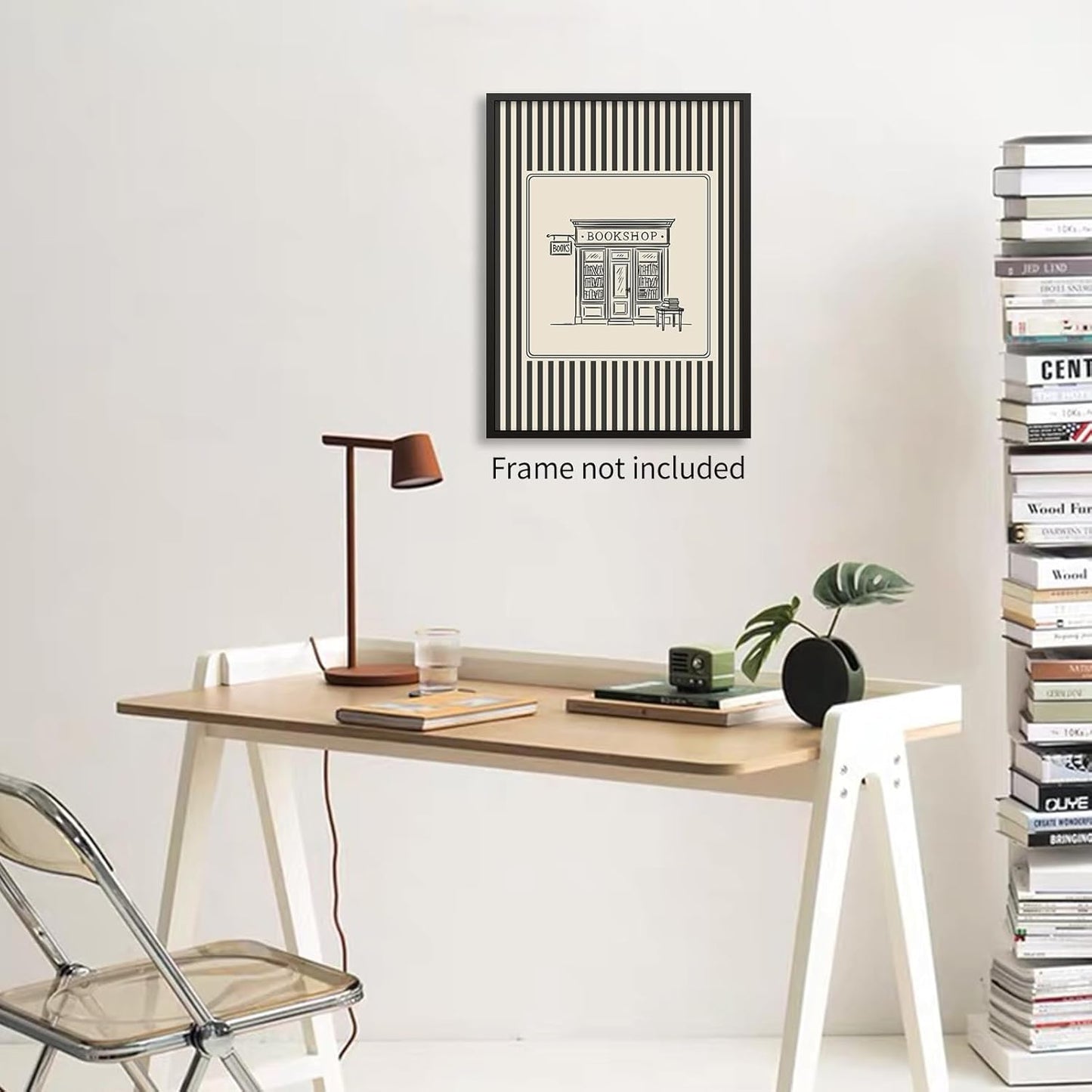 Haitunone Black and White Striped Bookshop Wall Art Vintage Reading Bookish Aesthetic Poster Minimalist Sketch Canvas Prints for Bookstore Library Wall Decor 16X24 inch Unframed