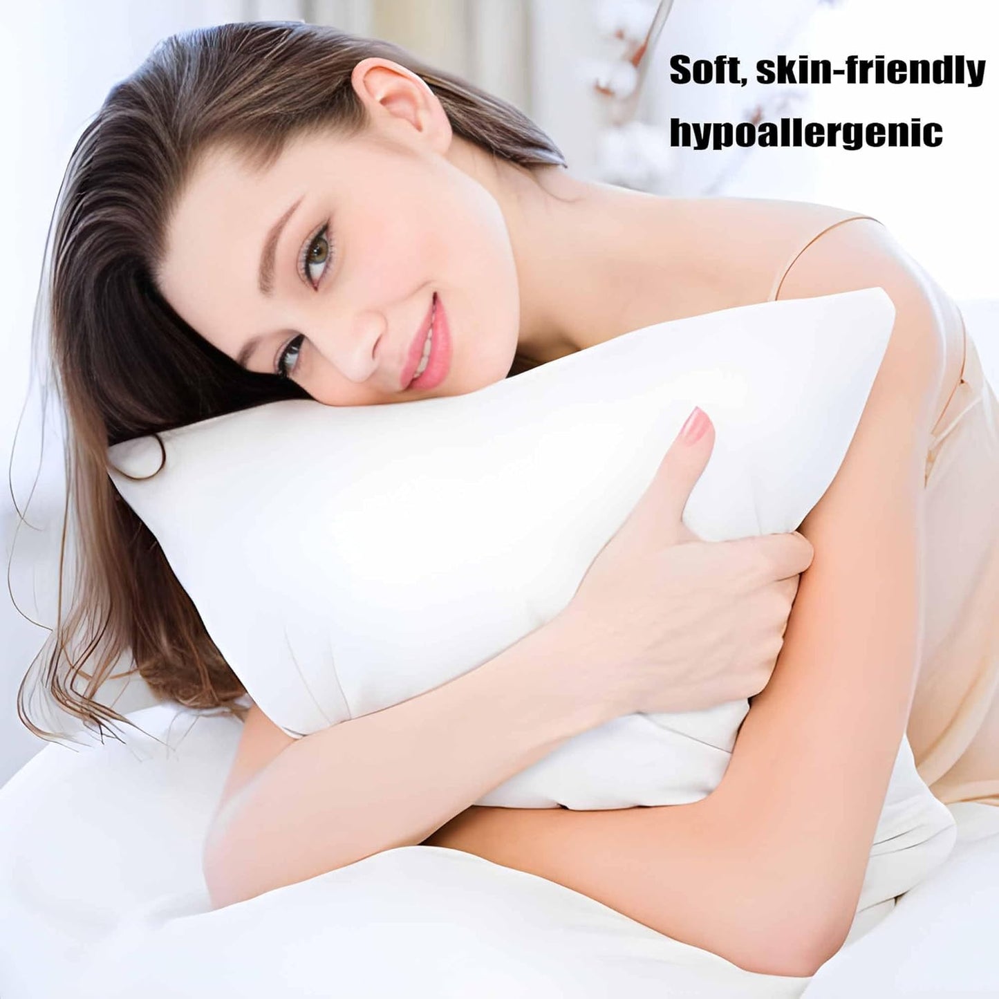 Medium Support Bed Pillows Queen Size Set of 4 Pack for Sleeping 20"x30", Hypoallergenic Skin Friendly Down Alternative Filling for Side Stomach Back Sleeper Machine Washable