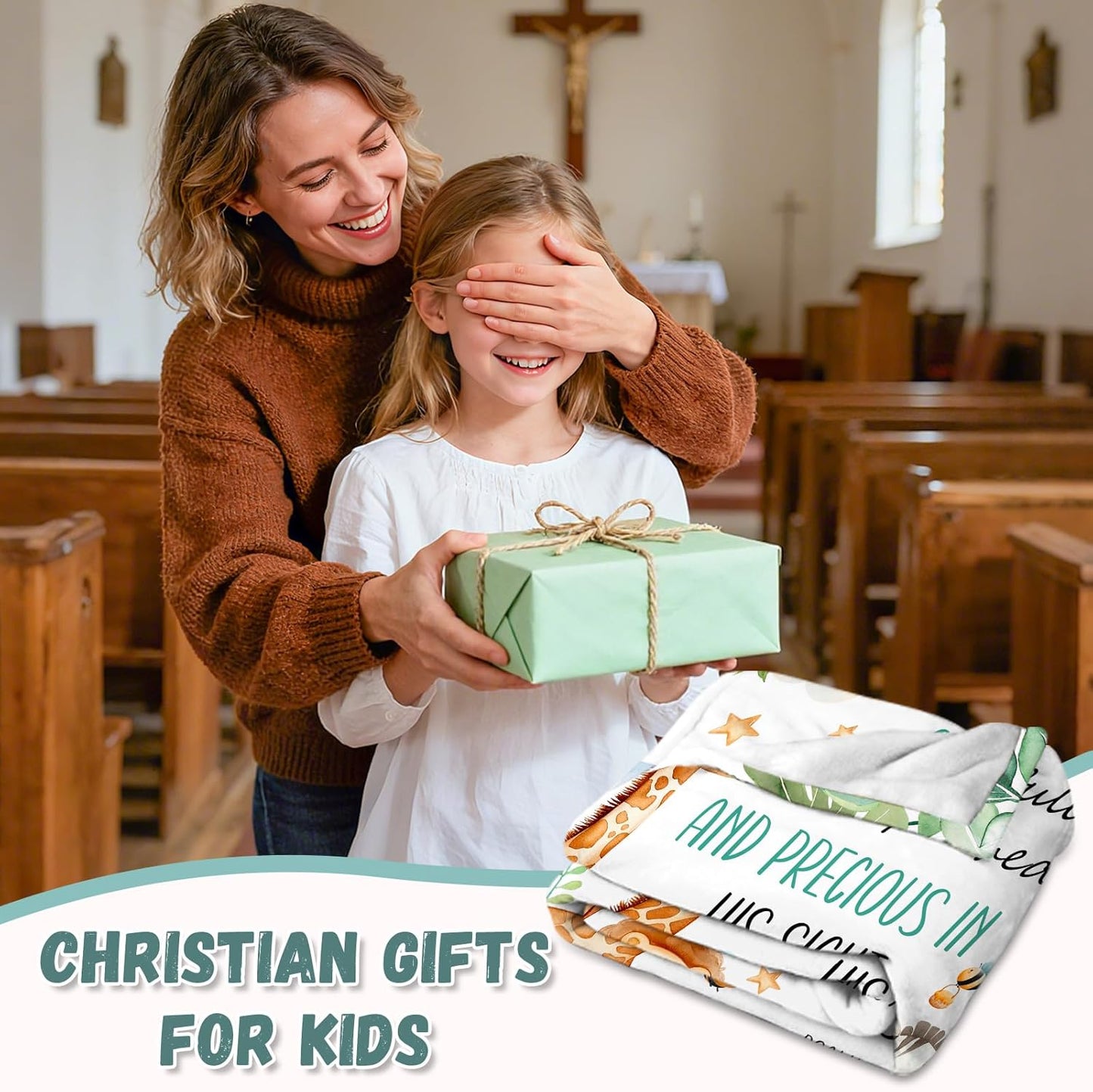 Baptism Gifts for Boys Catholic - Baptism Blanket for Boys Girl, Christening Gifts for Girls, Christian Gifts for Kids, Girls Baptismal Gift Catholic, Christening Blanket for Kids, 50"x40"
