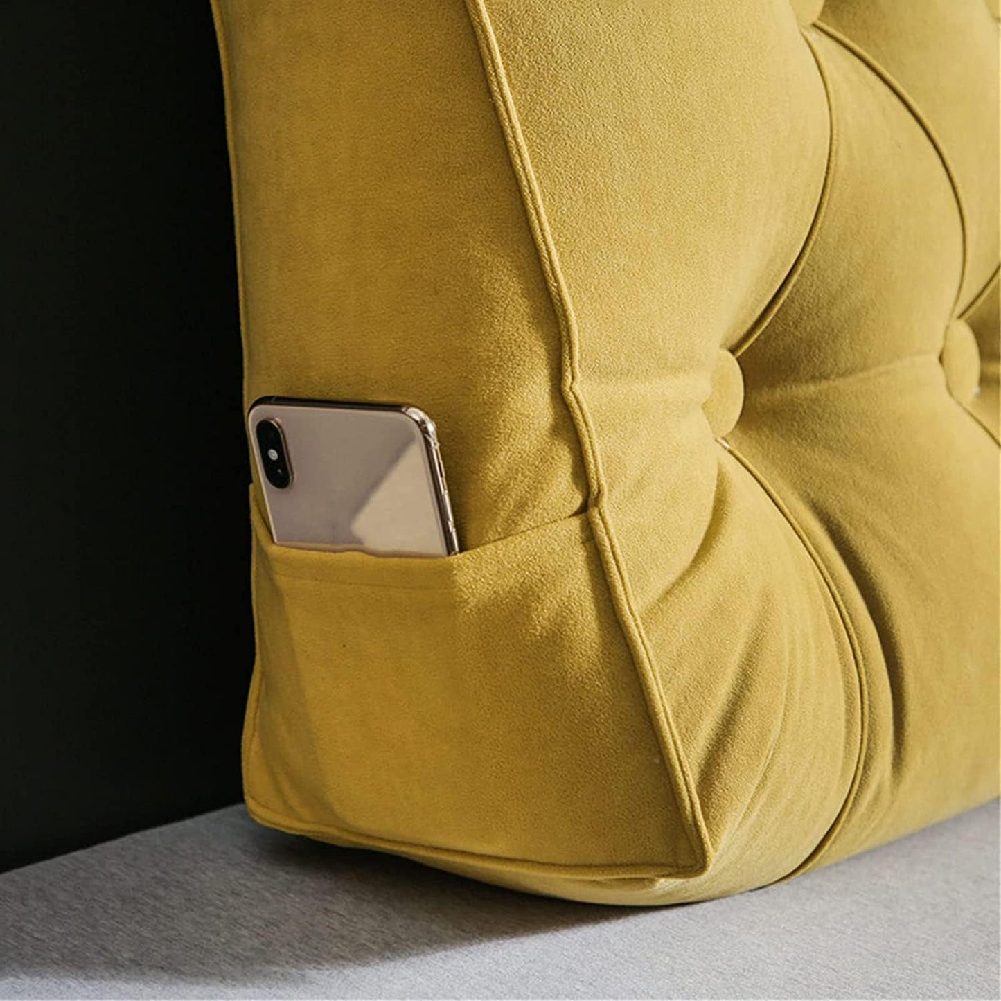 Solid Color Reading Backrest Cushion,Triangular Wedge Pillow Positioning Support,Bedside Headboard Wedge Reading Pillow(Size:17.7"/45cm,Color:Yellow)