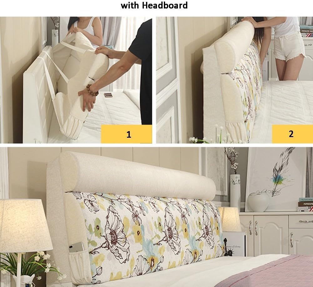 Headboard Bedside Cushion Pads Large Back Soft Case Multifunction Neck Guard Washable, 3 Colors, 9 Sizes (Color : 3#, Size : with headboard-150cm)