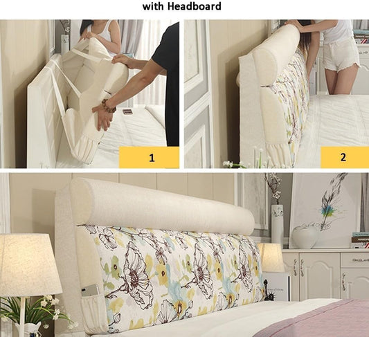 Headboard Bedside Cushion Pads Large Back Soft Case Multifunction Neck Guard Washable, 3 Colors, 9 Sizes (Color : 3#, Size : with headboard-150cm)