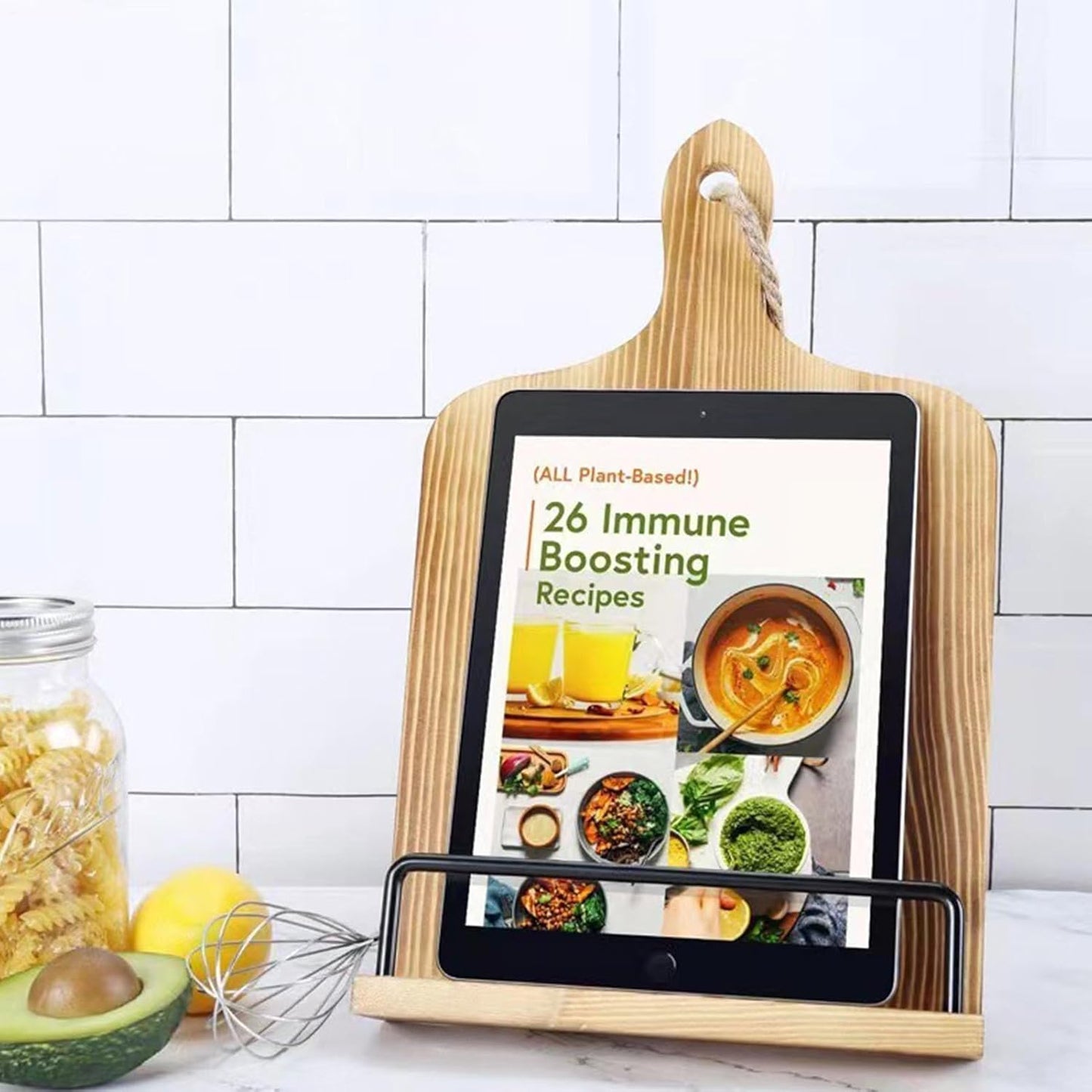Cookbook Storage Organizer - Sturdy Wooden Shelf, Durable Recipe Book Holder, Christmas Housewarming Gift, Countertop Kitchen Rack, Natural Timber Finish, Aesthetic Culinary Display Stand