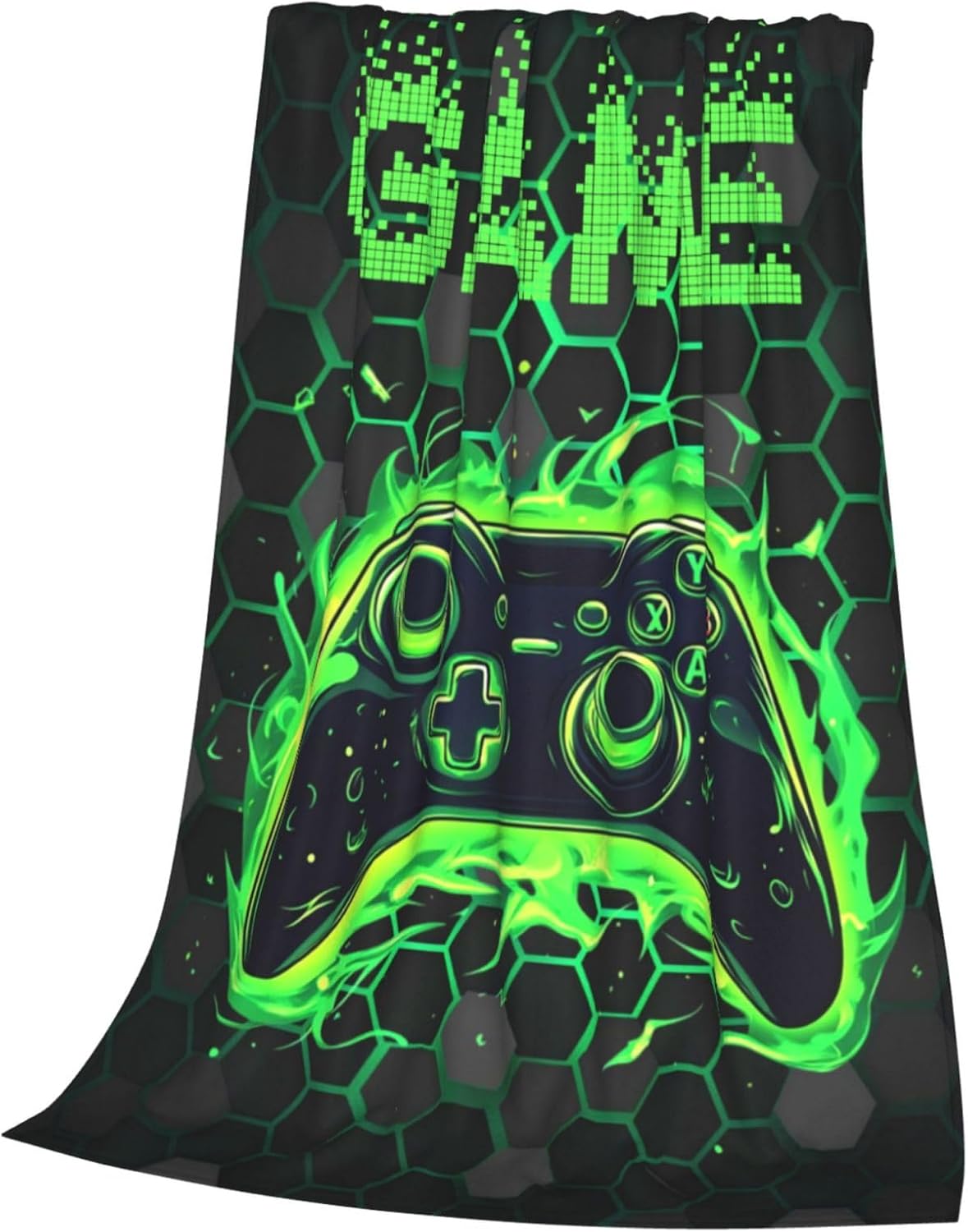 Green Game Controller Flannel Throw Blanket - Soft Cozy,Gift for Boys,Kids & Gaming Lovers,All Season Blanket for Couch,Sofa,Bed & Home Decor 50"X40"