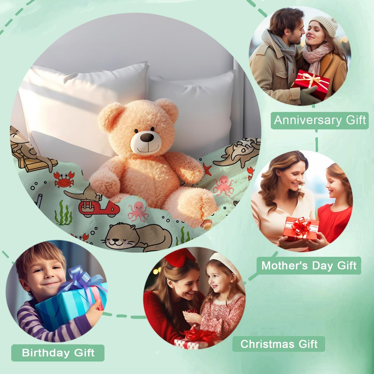 Sea Otters Blanket Gifts for Otter Lovers Kids Women,Sea Otter Accessories Stuff Cute Animal Throw Blankets,Otters Gifts for Adults Girls 60"x50"