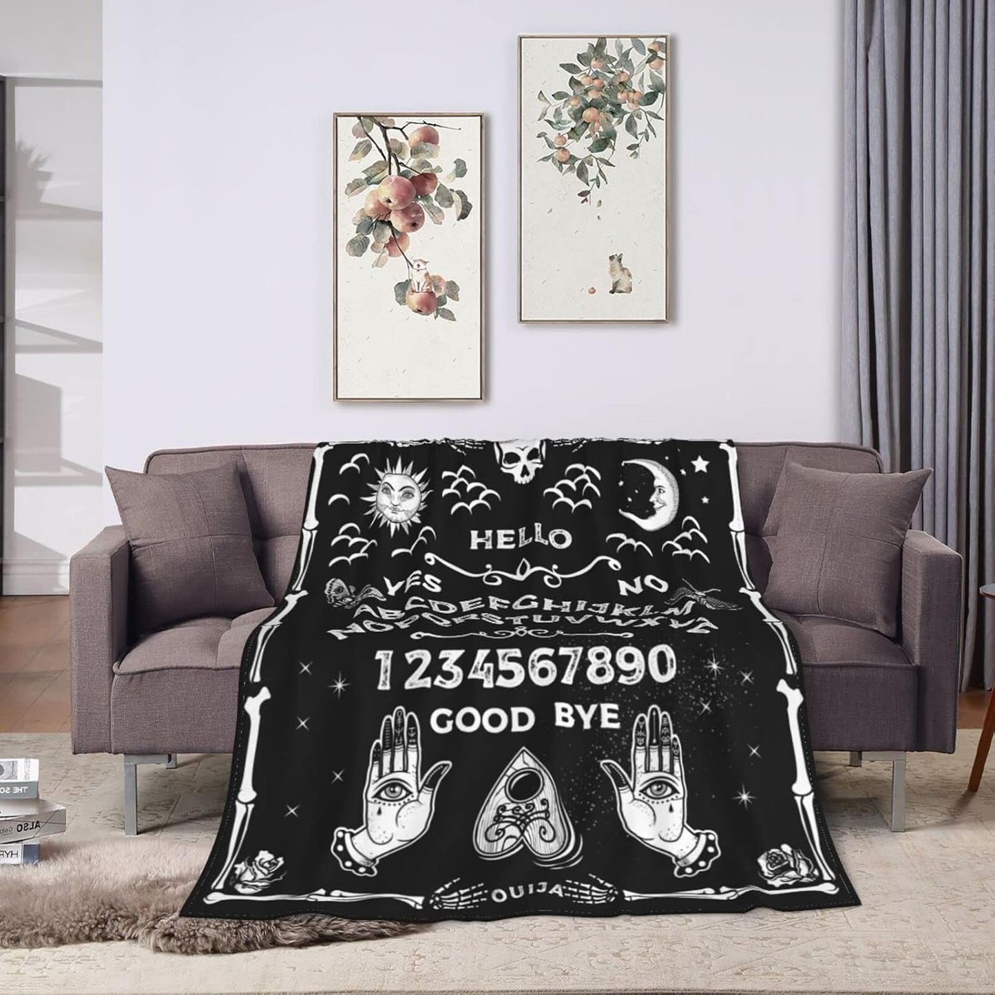 Ouija Board Occultism Throw Blanket Goth Witchy Super Soft Warm Bed Blankets for Couch Bedroom Sofa Office Car, All Season Cozy Flannel Plush Blanket for Girls Boys Adults, 50"X40"
