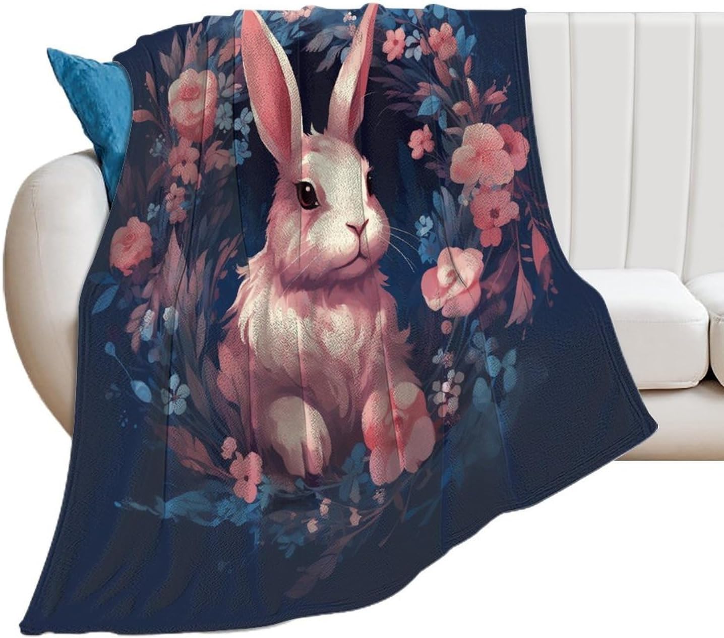 Rabbit in Garland Throw Blanket for Couch Super Soft Warm Lightweight Throw Blankets Cozy Flannel Bed Blanket Cute Decorative Blankets for All Seasons Home Decor Gift 30"*40"（76 * 100cm）